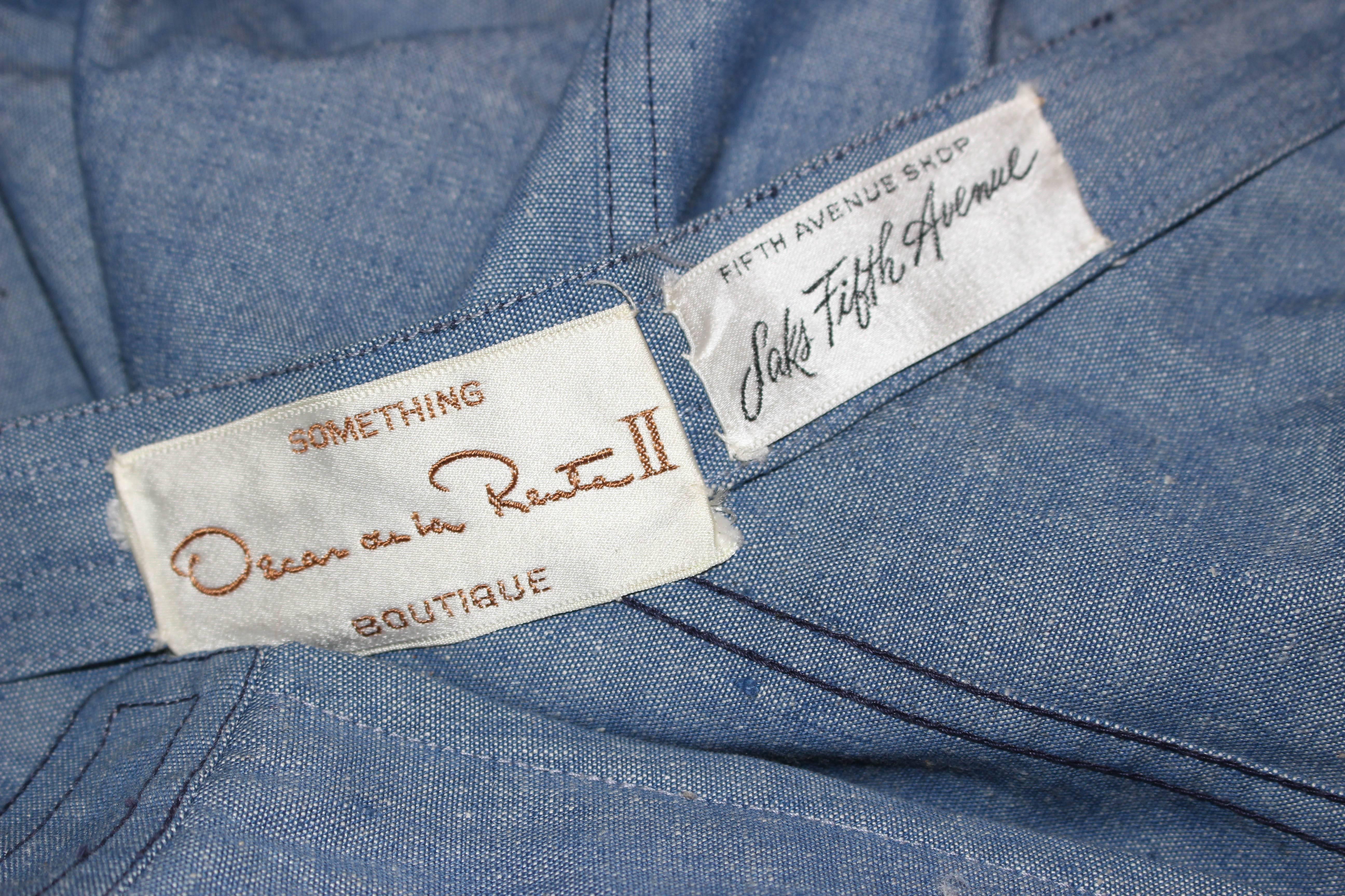 OSCAR DE LA RENTA Jupe longue diagonale en jean vintage des années 70 Taille 2  -  4  en vente 5