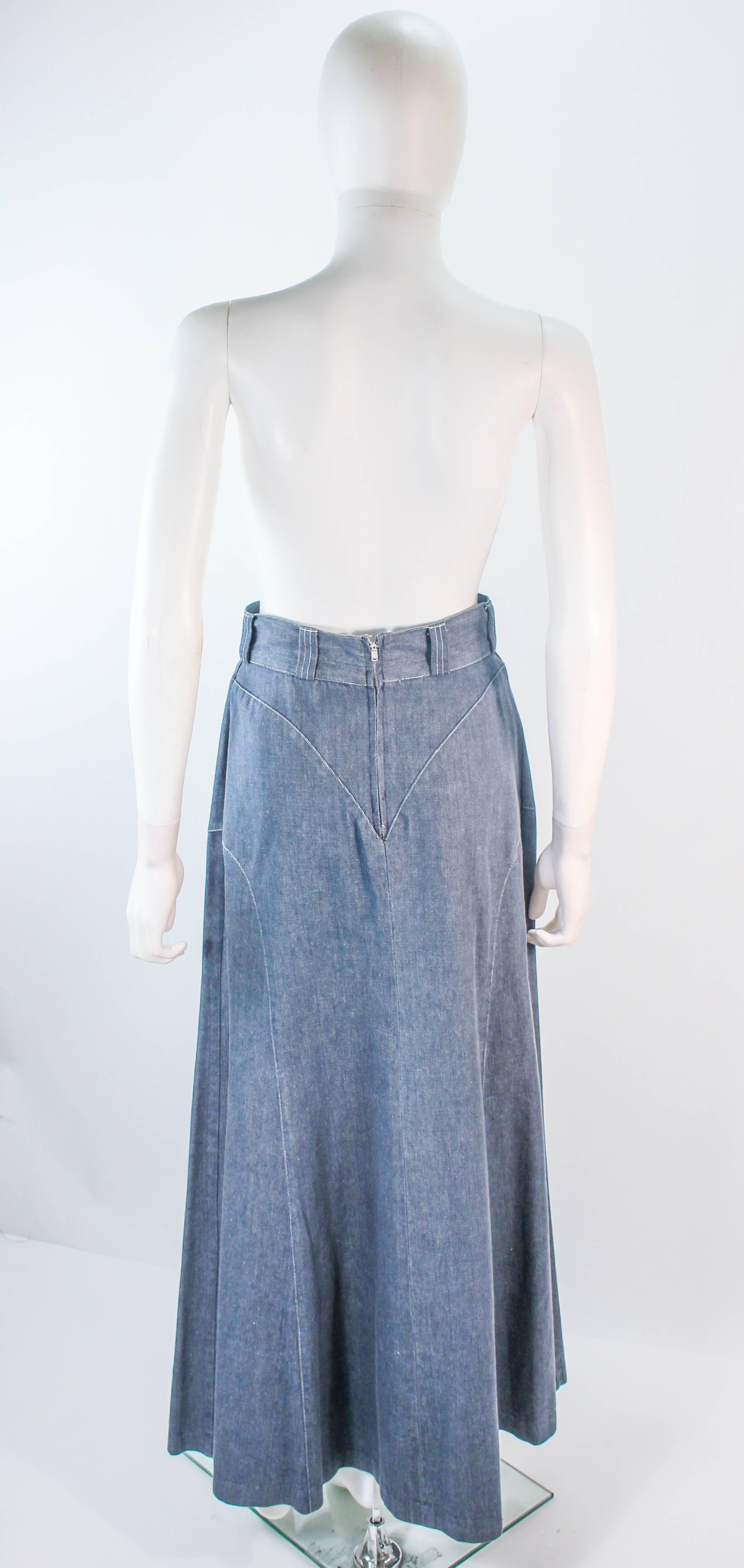 Women's ALICE BLAINE VIntage 70's Denim Maxi Skirt Size 4  For Sale