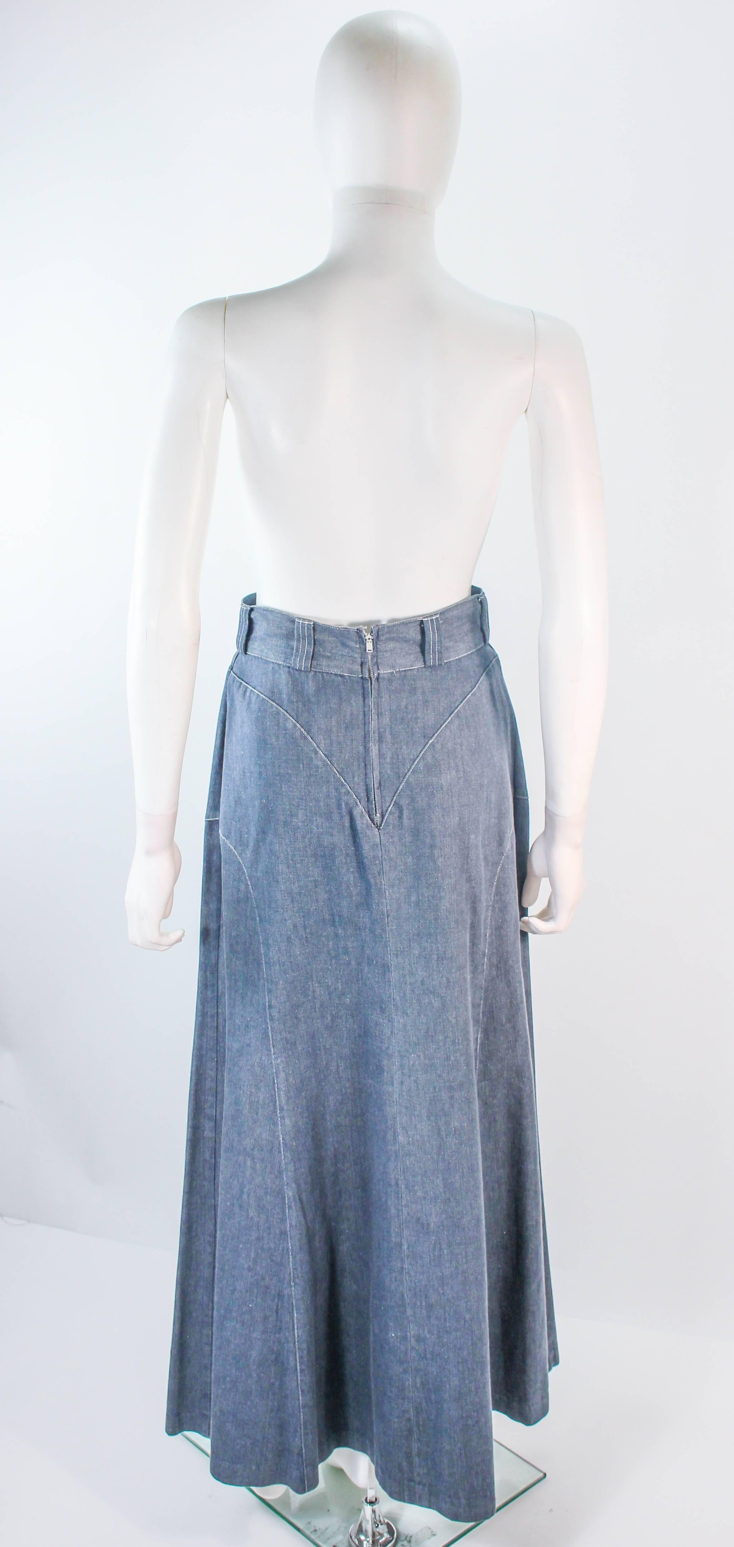 Women's ALICE BLAINE VIntage 70's Denim Maxi Skirt Size 4 For Sale