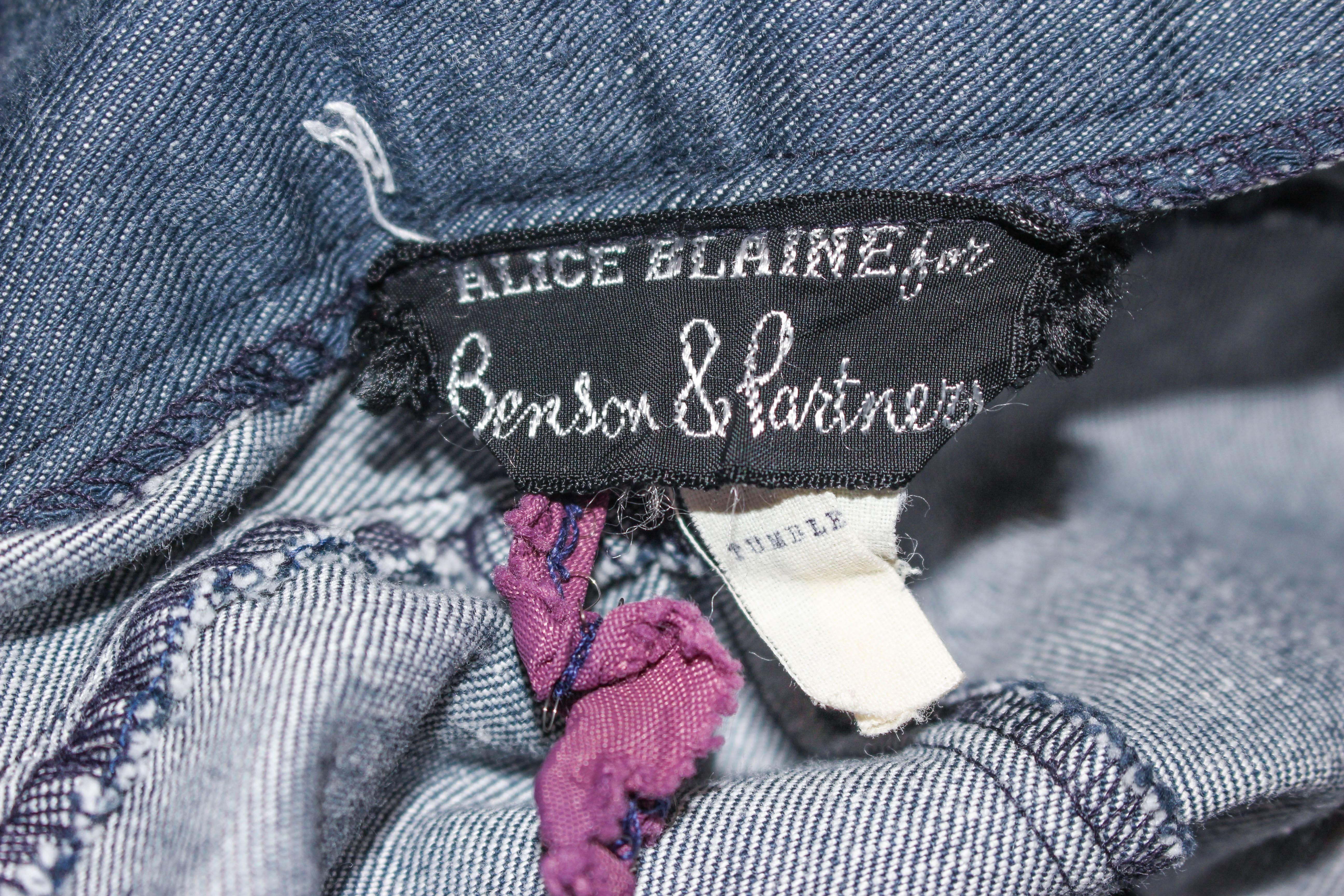 ALICE BLAINE VIntage 70's Denim Maxi Skirt Size 4 For Sale 2