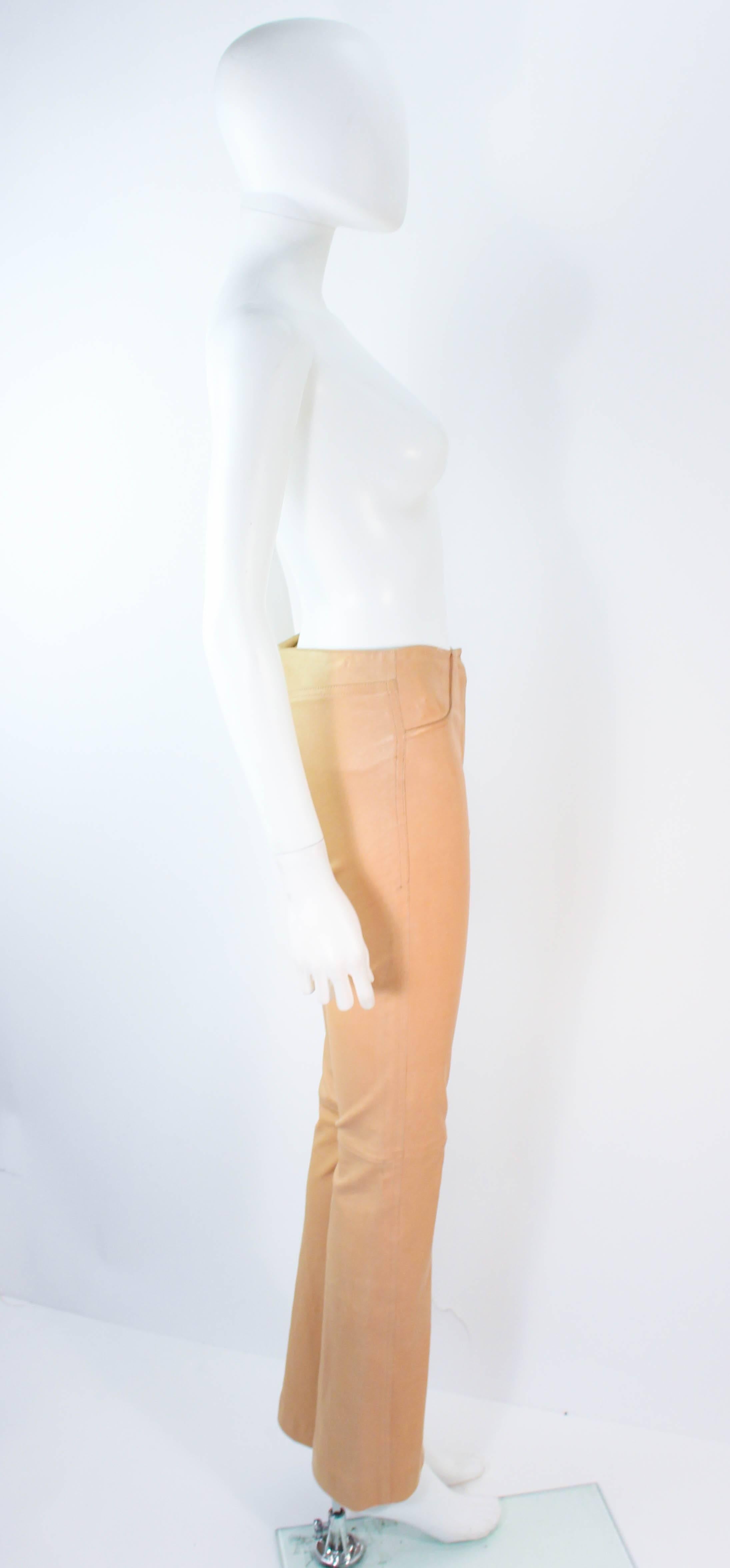 Women's JEAN CLAUDE JITROIS Vintage Stretch Nude Leather Pants Size 0 2 38