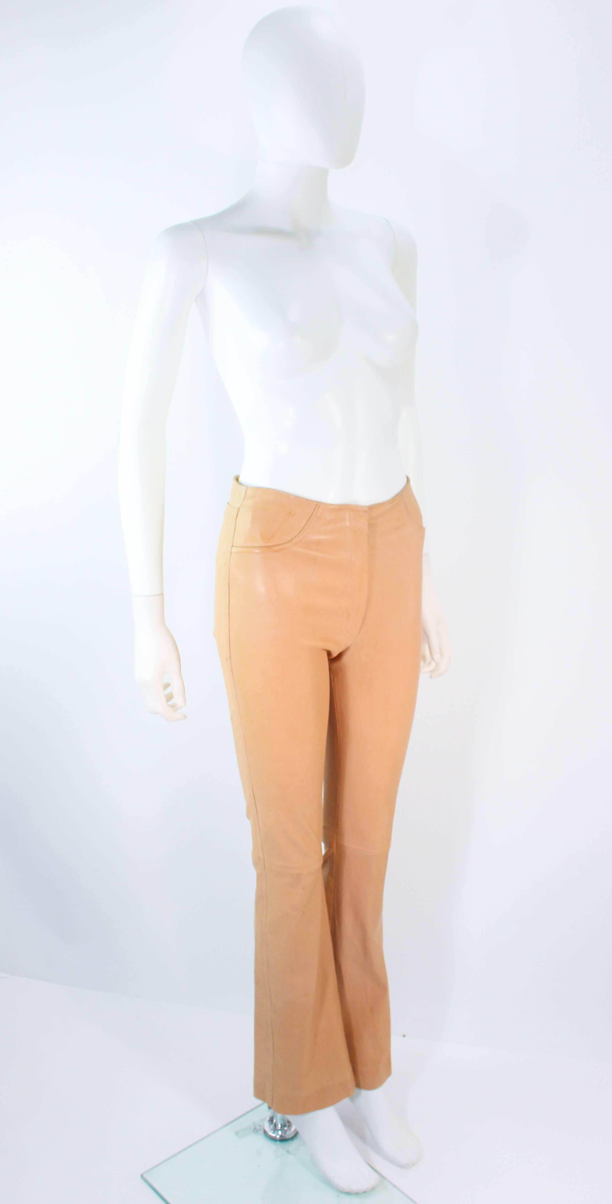 Orange JEAN CLAUDE JITROIS Vintage Stretch Nude Leather Pants Size 0 2 38