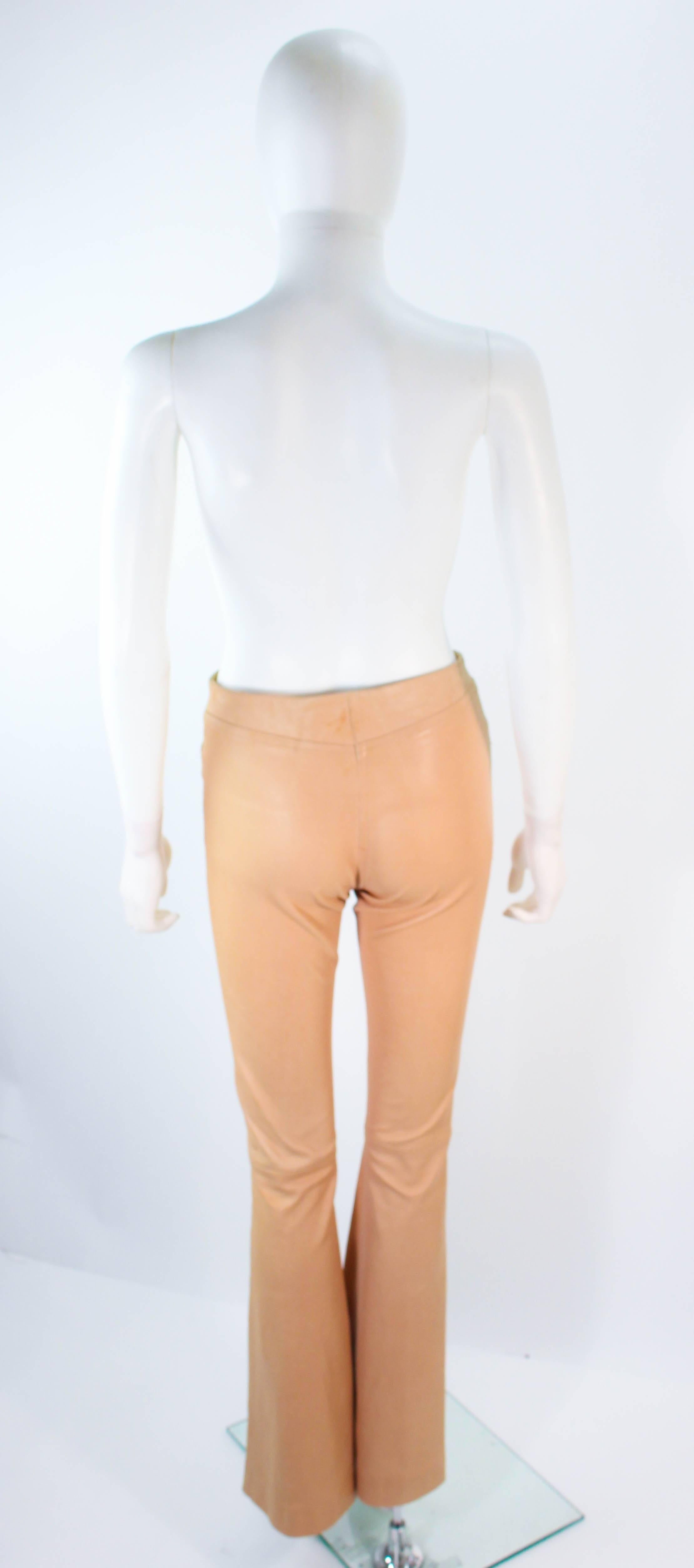 JEAN CLAUDE JITROIS Vintage Stretch Nude Leather Pants Size 0 2 38 2