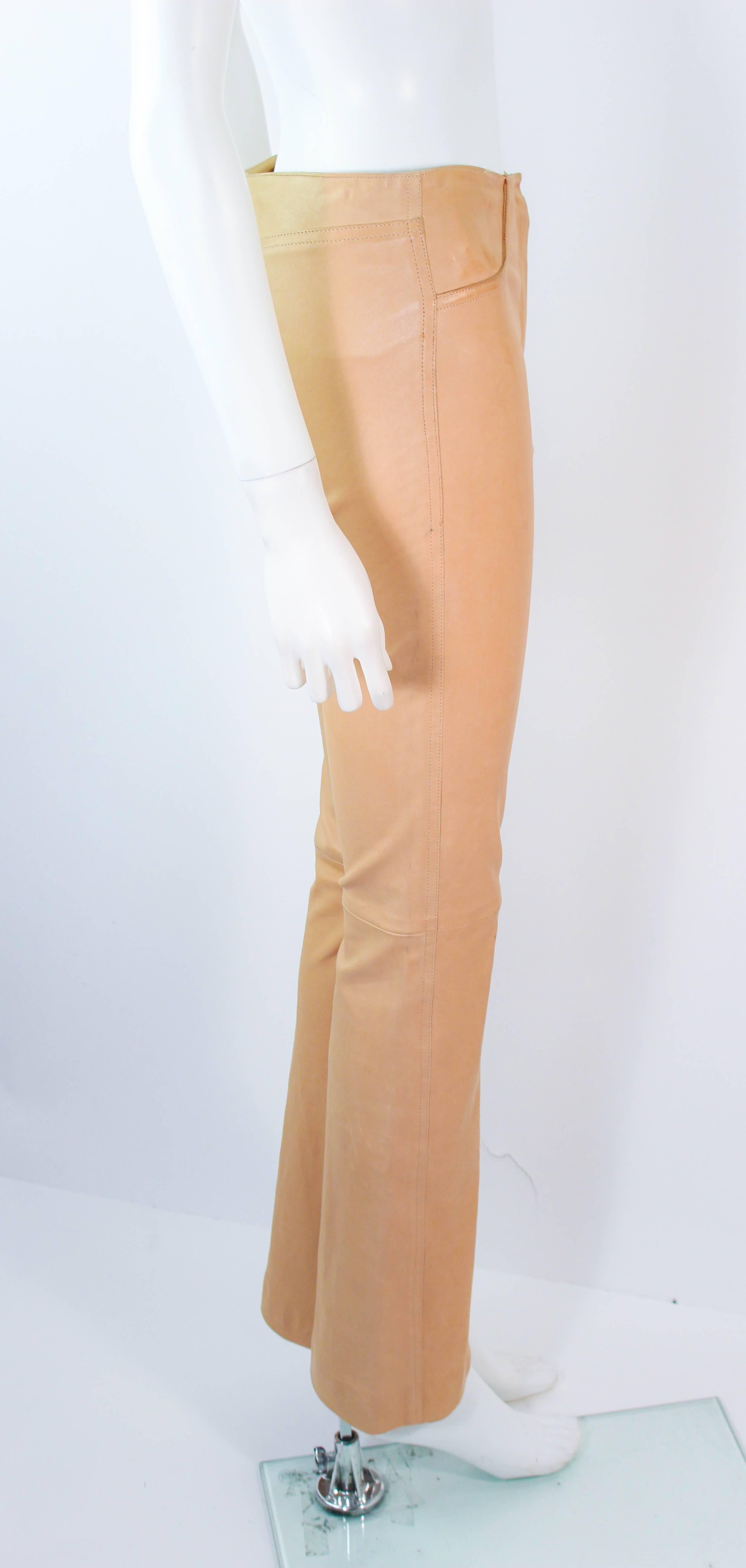 JEAN CLAUDE JITROIS Vintage Stretch Nude Leather Pants Size 0 2 38 1