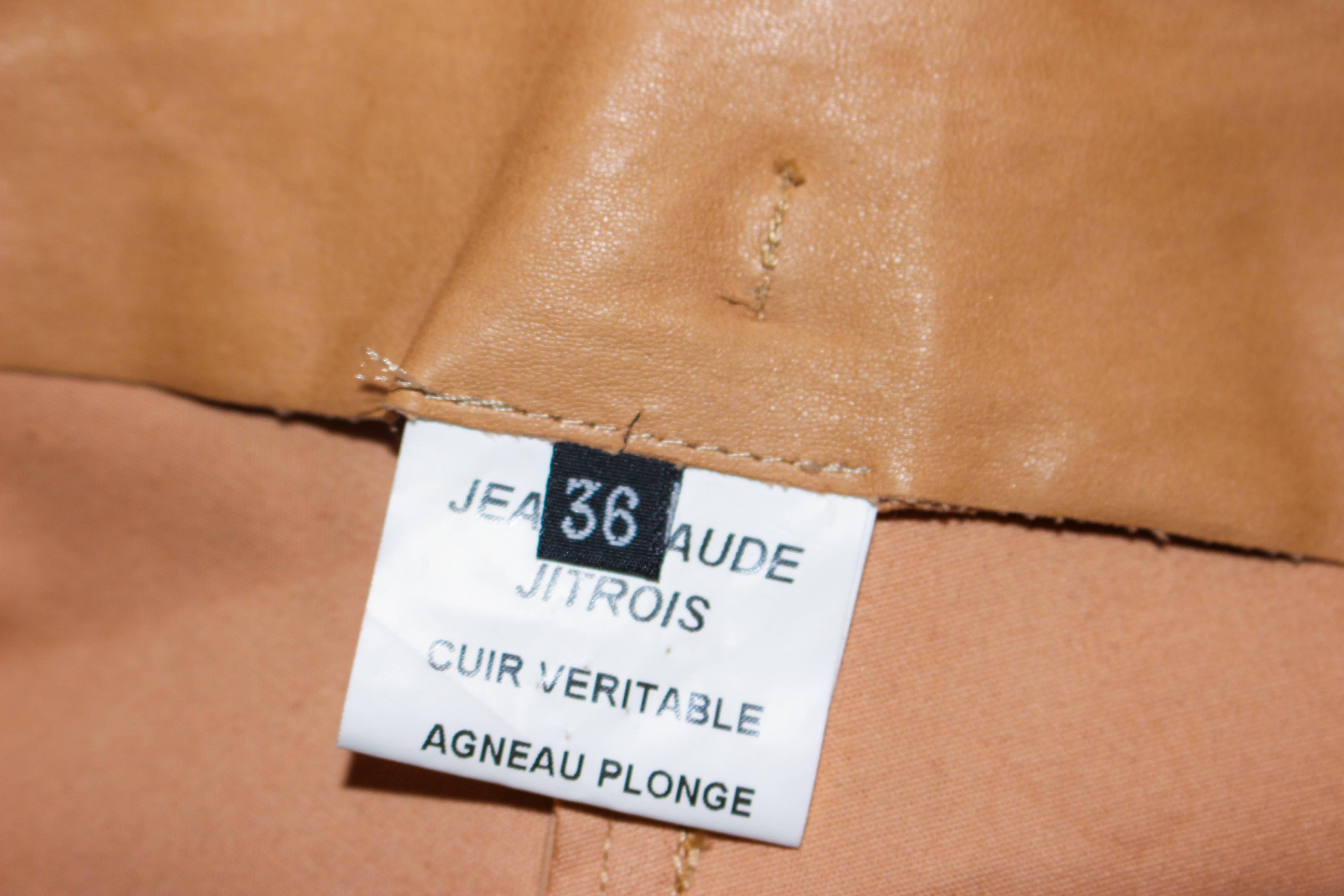 JEAN CLAUDE JITROIS Vintage Stretch Nude Leather Pants Size 0 2 38 3