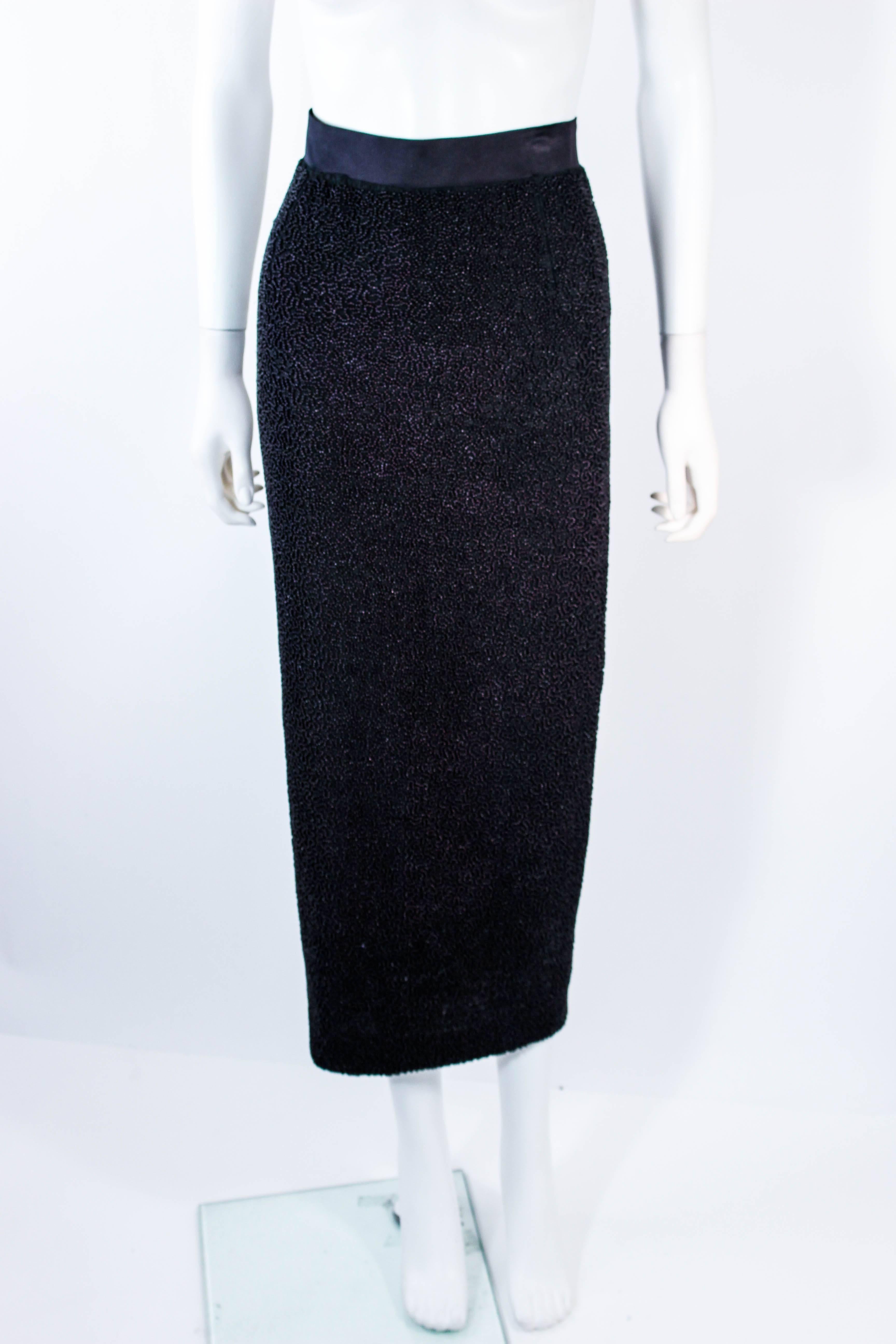 Black JEAN PAUL GAULTIER Vintage Beaded Full Length Silk Skirt Size 40 For Sale