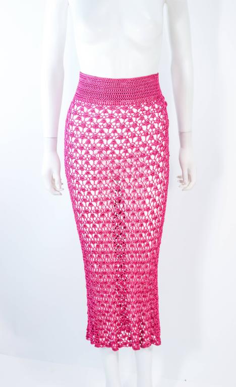 DOLCE and GABBANA Magenta Pink Sheer Crotchet Skirt Size Large at 1stDibs