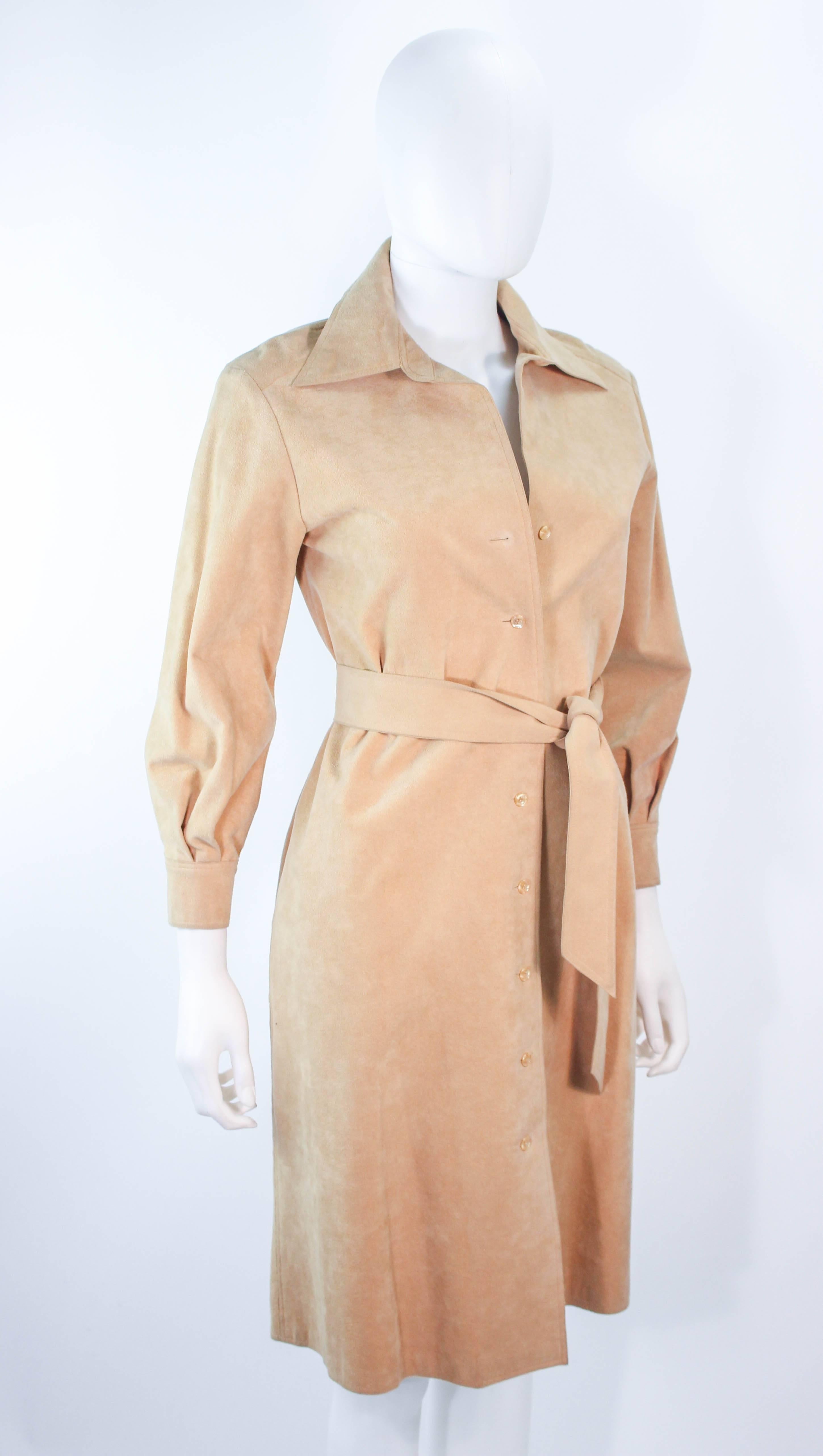 HALSTON Vintage Beige Suede Dress Size 4 6 1