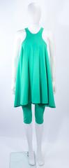 NORMA KAMALI OMO Mint Green Stretch Knit Trapeze Dress and Crop Pants Size M P