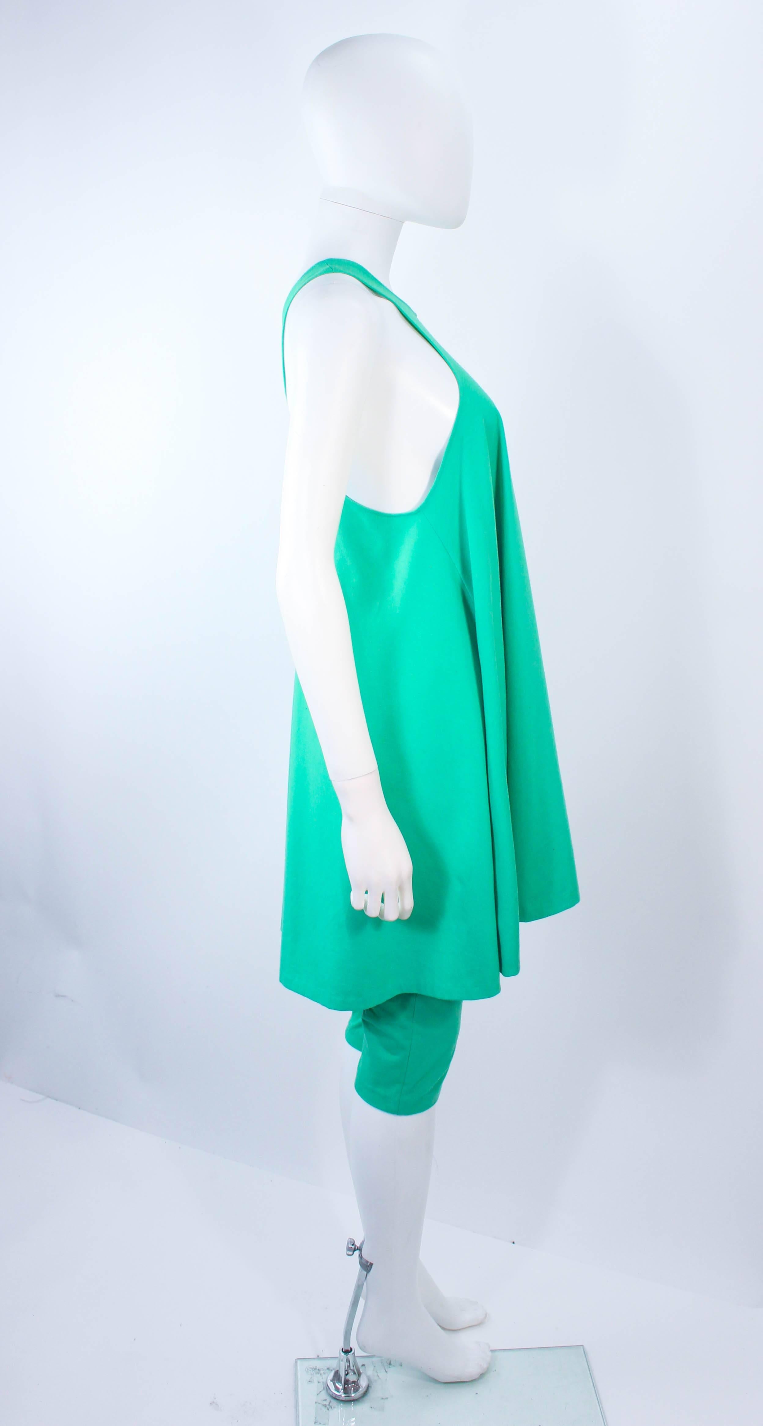 NORMA KAMALI OMO Mint Green Stretch Knit Trapeze Dress and Crop Pants Size M P In Excellent Condition For Sale In Los Angeles, CA