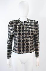 ST. JOHN Black Stretch Knit Jacket with Gold Metallic & Mirorr Accents Size 4