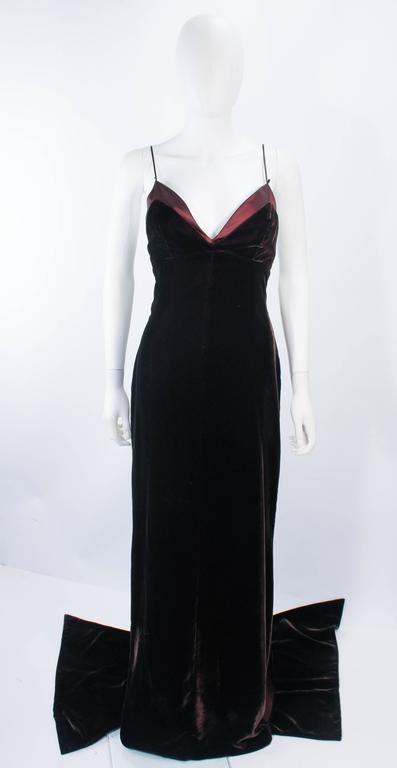 DICE KAYEK FRANCE Vintage Brown Velvet Gown with Satin Trim Size 8 For ...