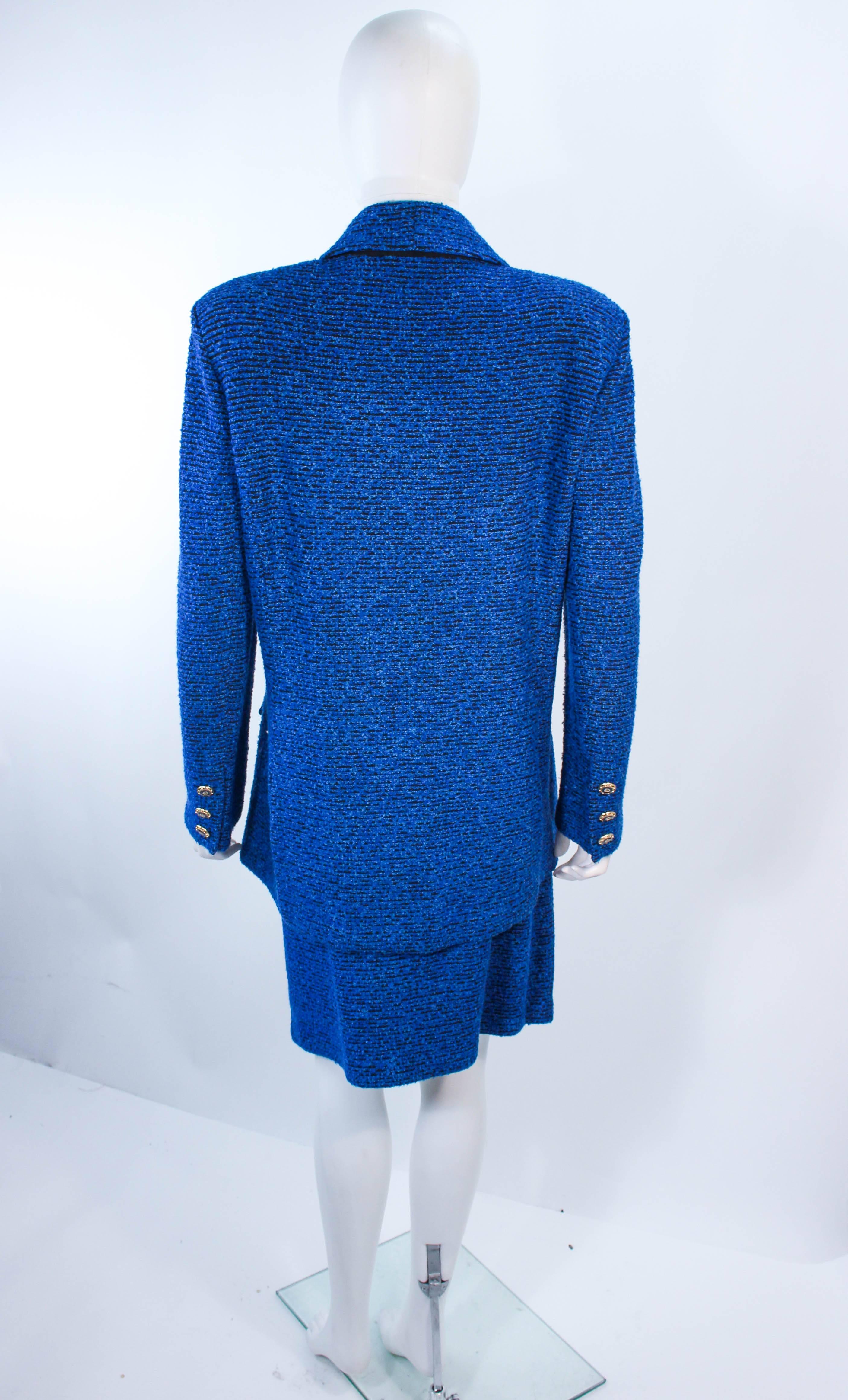 ST. JOHN Vintage Royal Blue Stretch Wool Skirt Suit Size 14 1