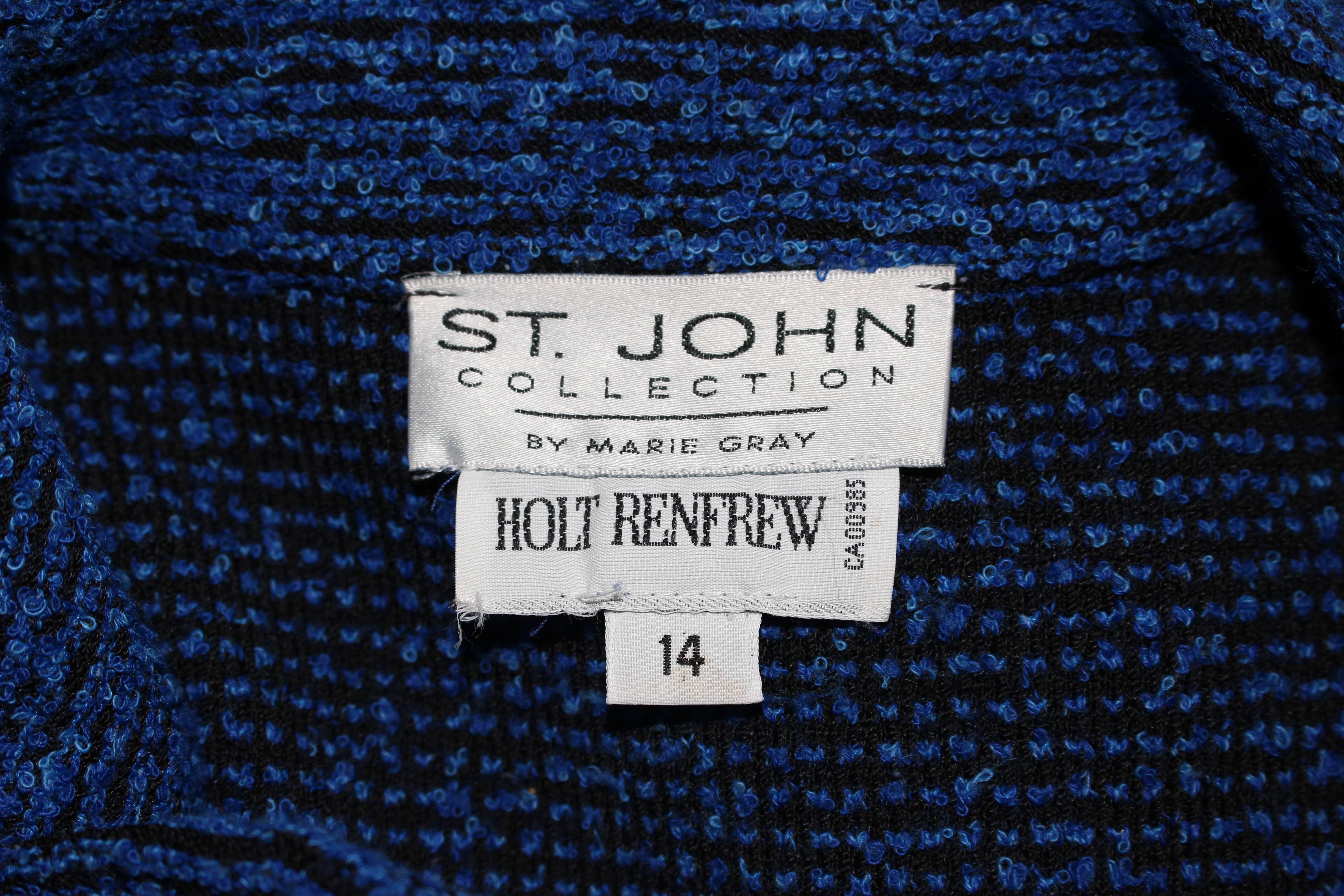 ST. JOHN Vintage Royal Blue Stretch Wool Skirt Suit Size 14 4