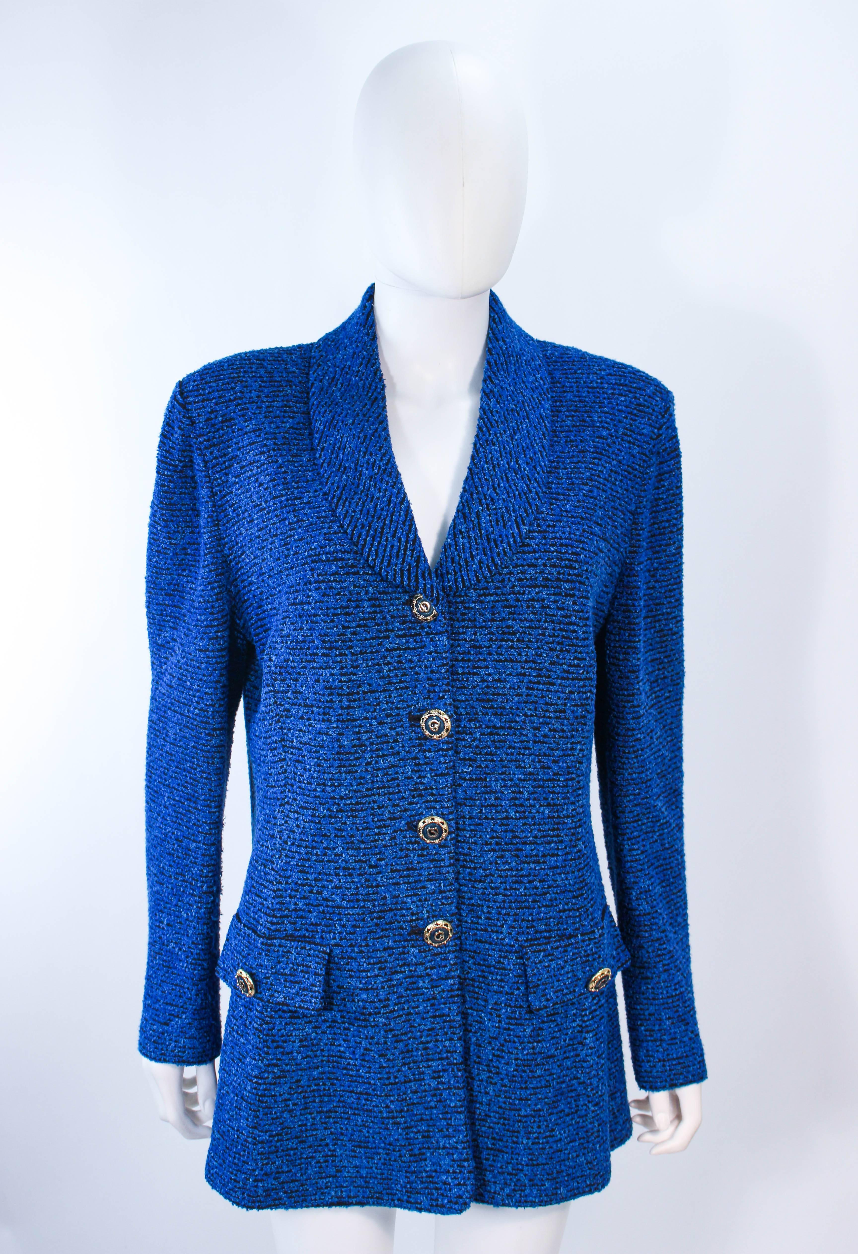 ST. JOHN Vintage Royal Blue Stretch Wool Skirt Suit Size 14 2