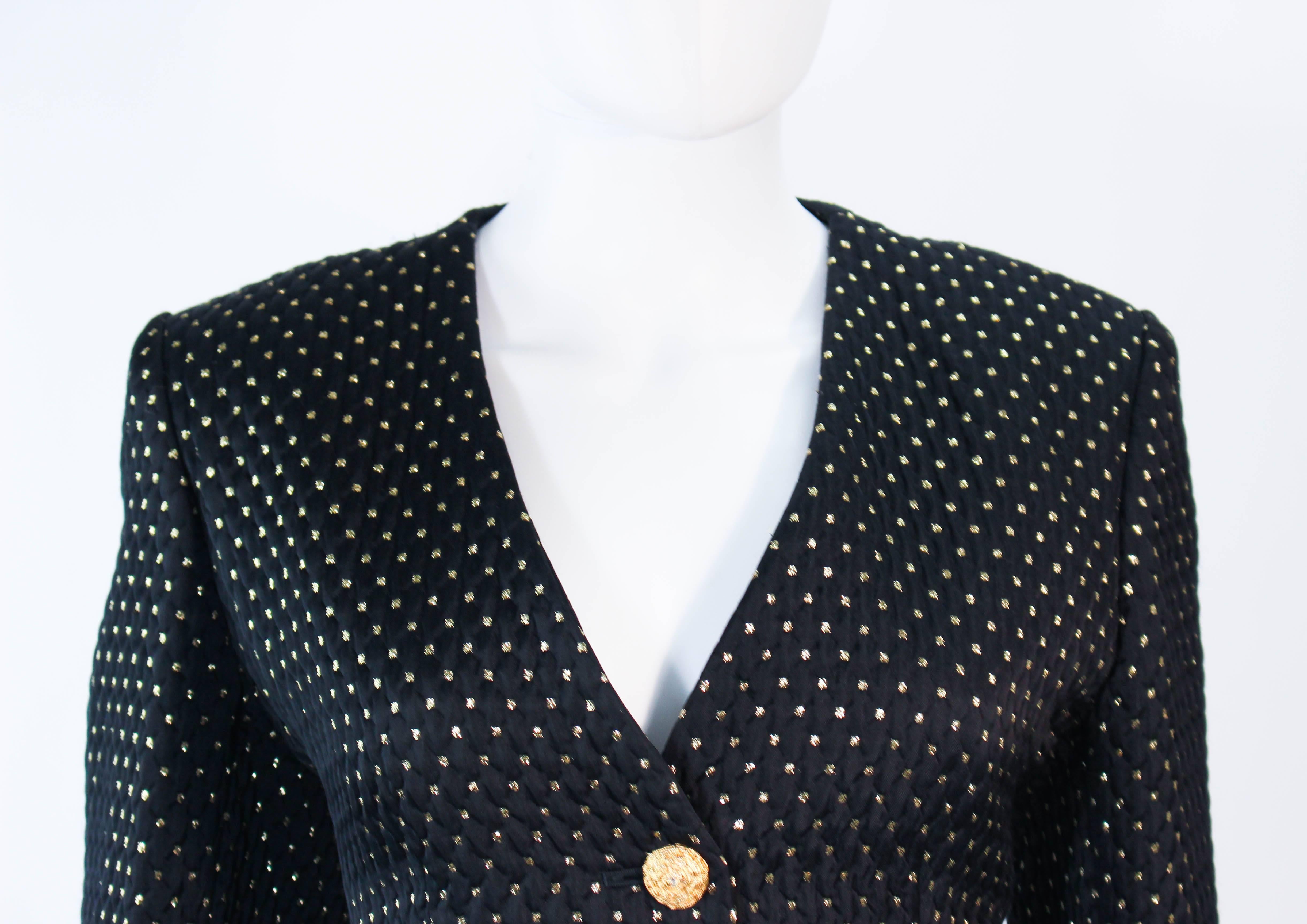 YVES SAINT LAURENT Vintage Black and Gold Metallic Jacket Size 42 10 In Excellent Condition For Sale In Los Angeles, CA