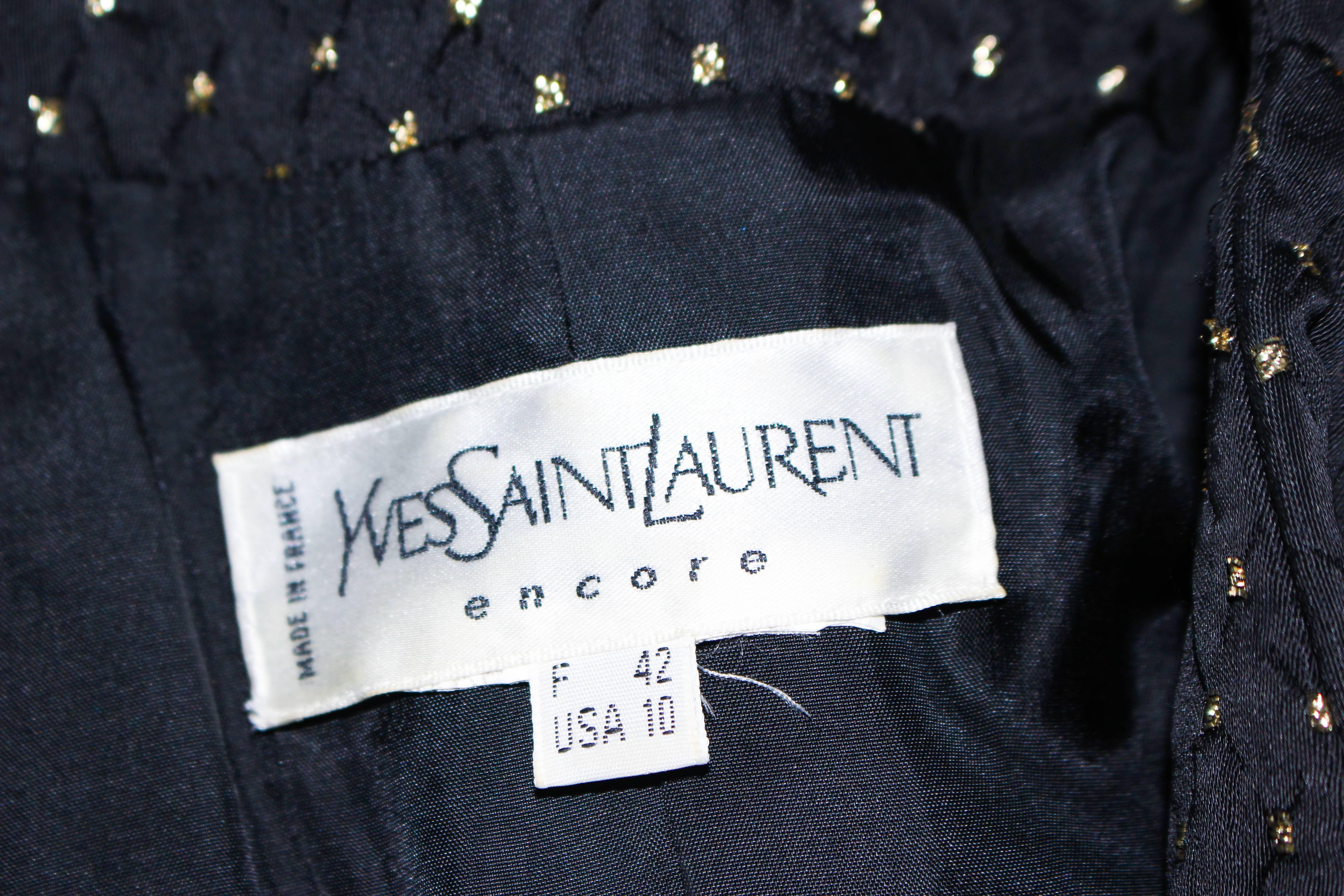 YVES SAINT LAURENT Vintage Black and Gold Metallic Jacket Size 42 10 For Sale 6