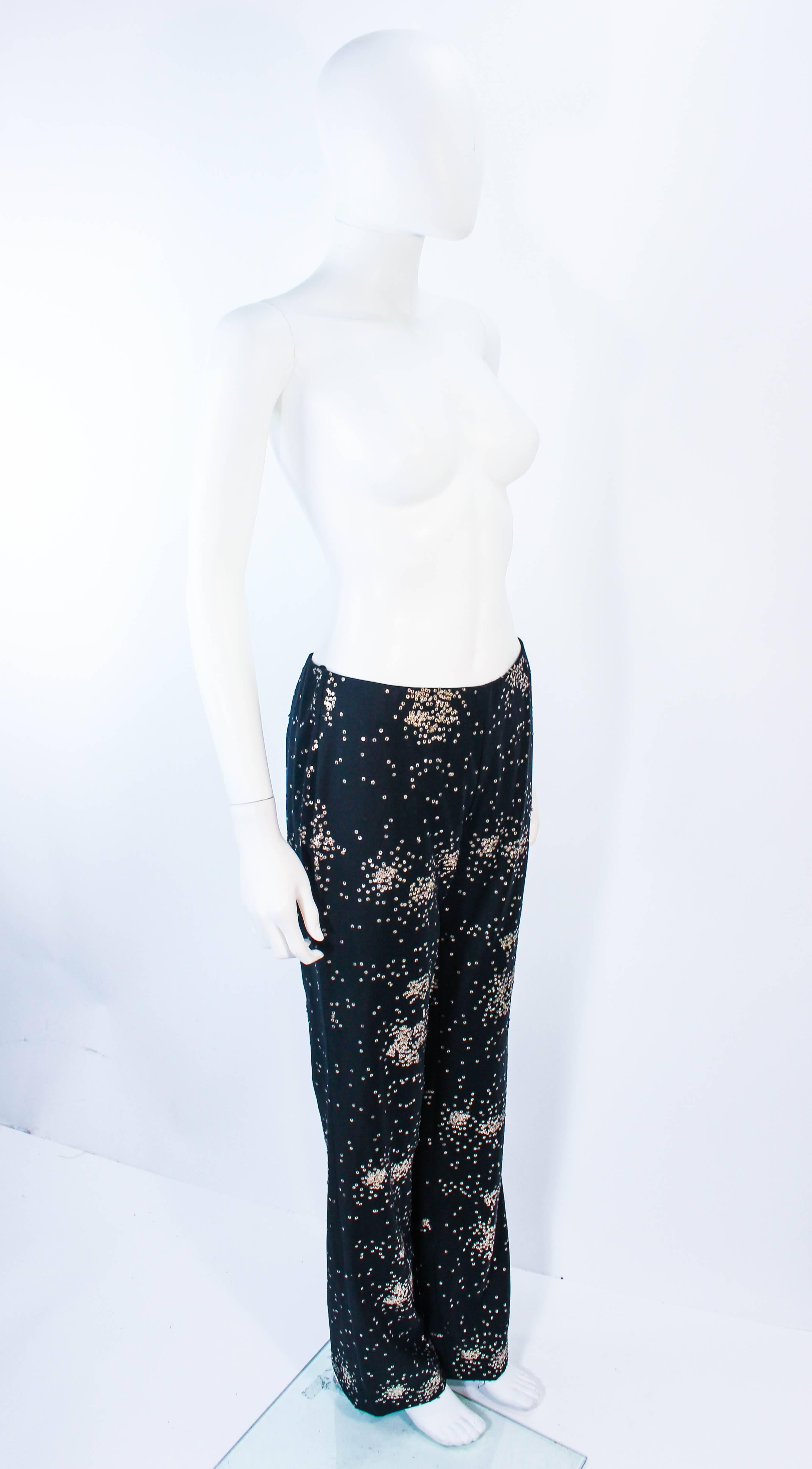 OZBEK Ultra Black Pants with Metal Sequin Applique Size 4 6 1