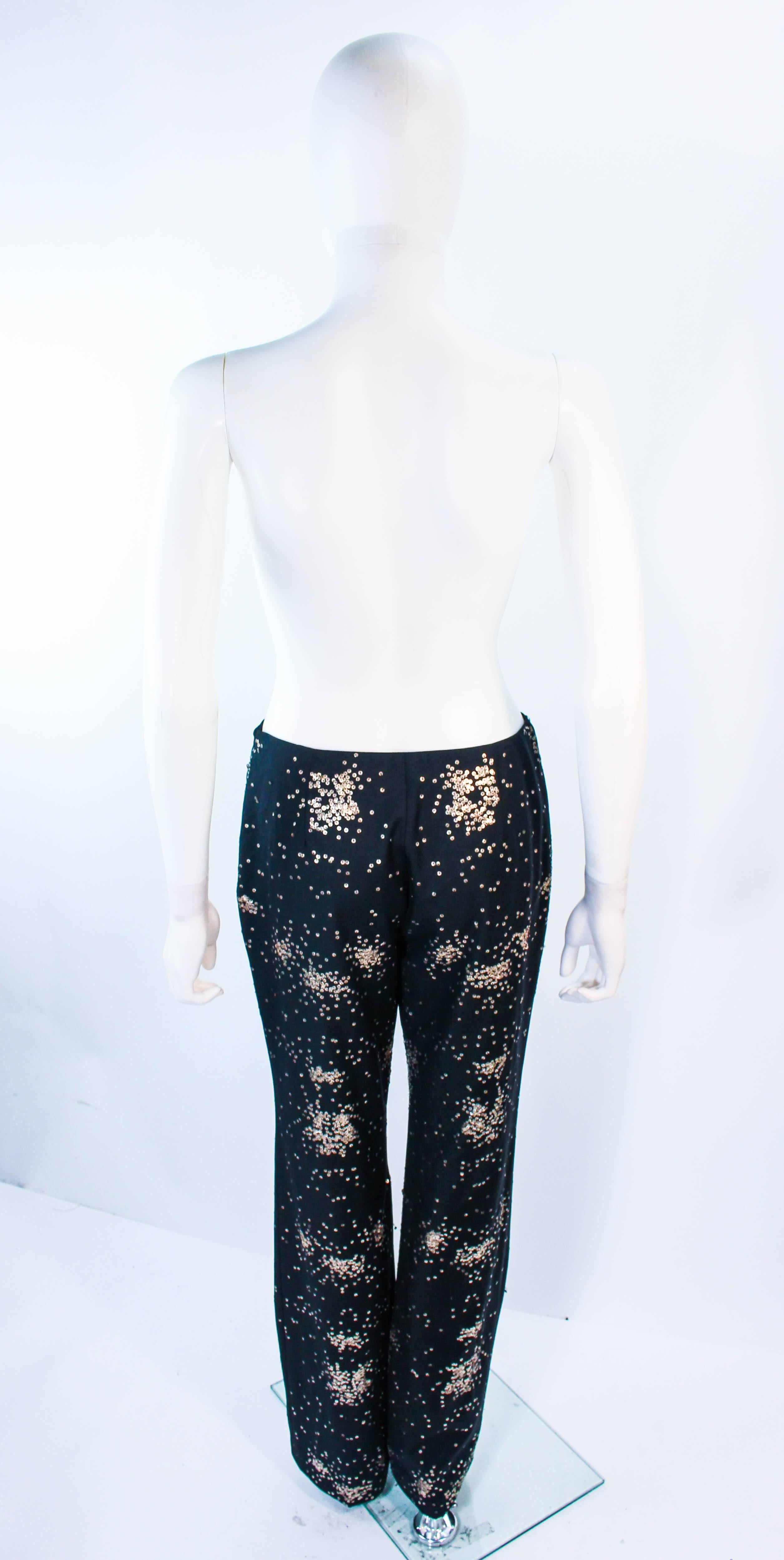 OZBEK Ultra Black Pants with Metal Sequin Applique Size 4 6 4