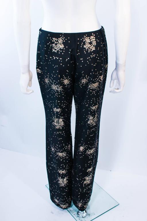 OZBEK Ultra Black Pants with Metal Sequin Applique Size 4 6 at 1stDibs