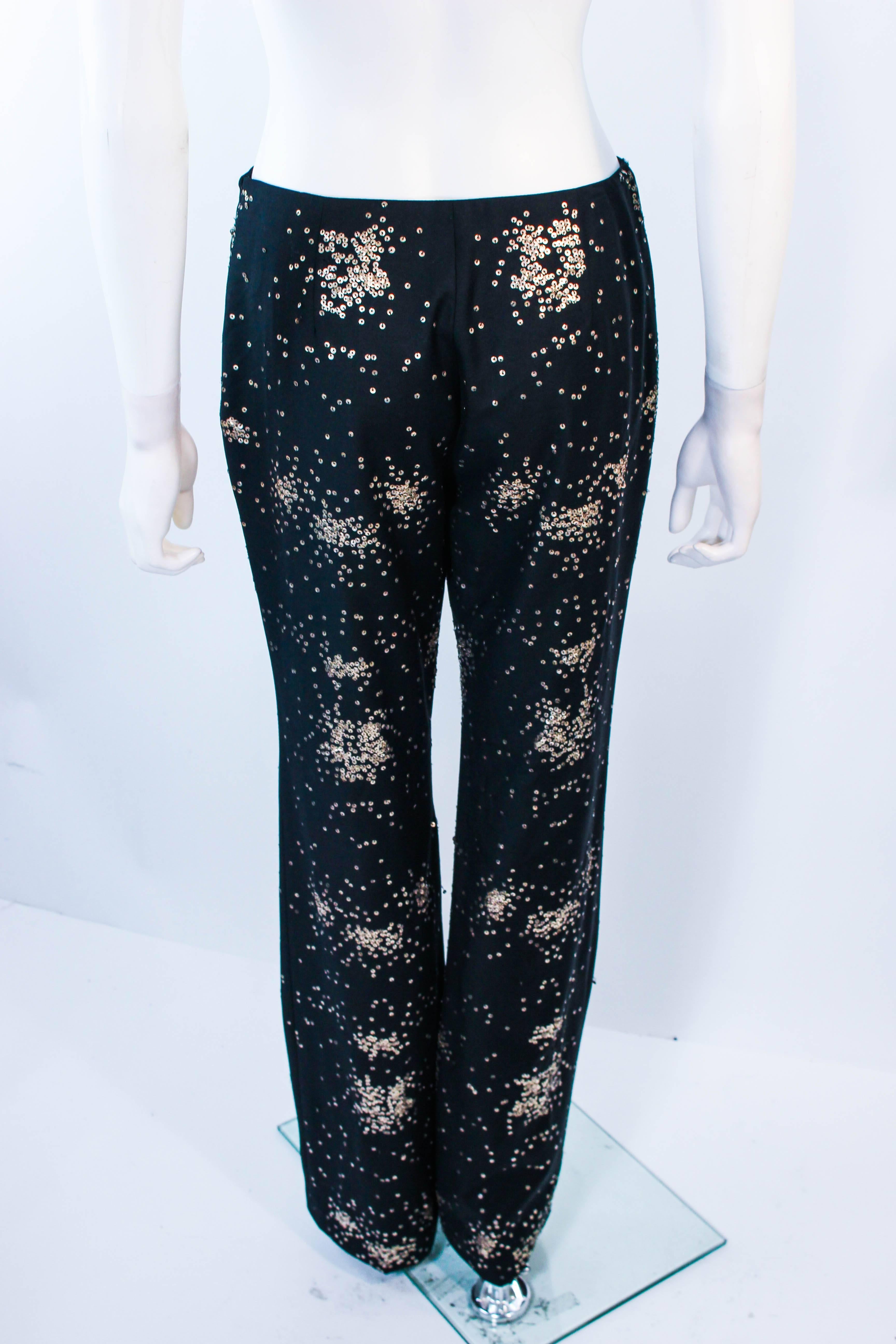 OZBEK Ultra Black Pants with Metal Sequin Applique Size 4 6 5