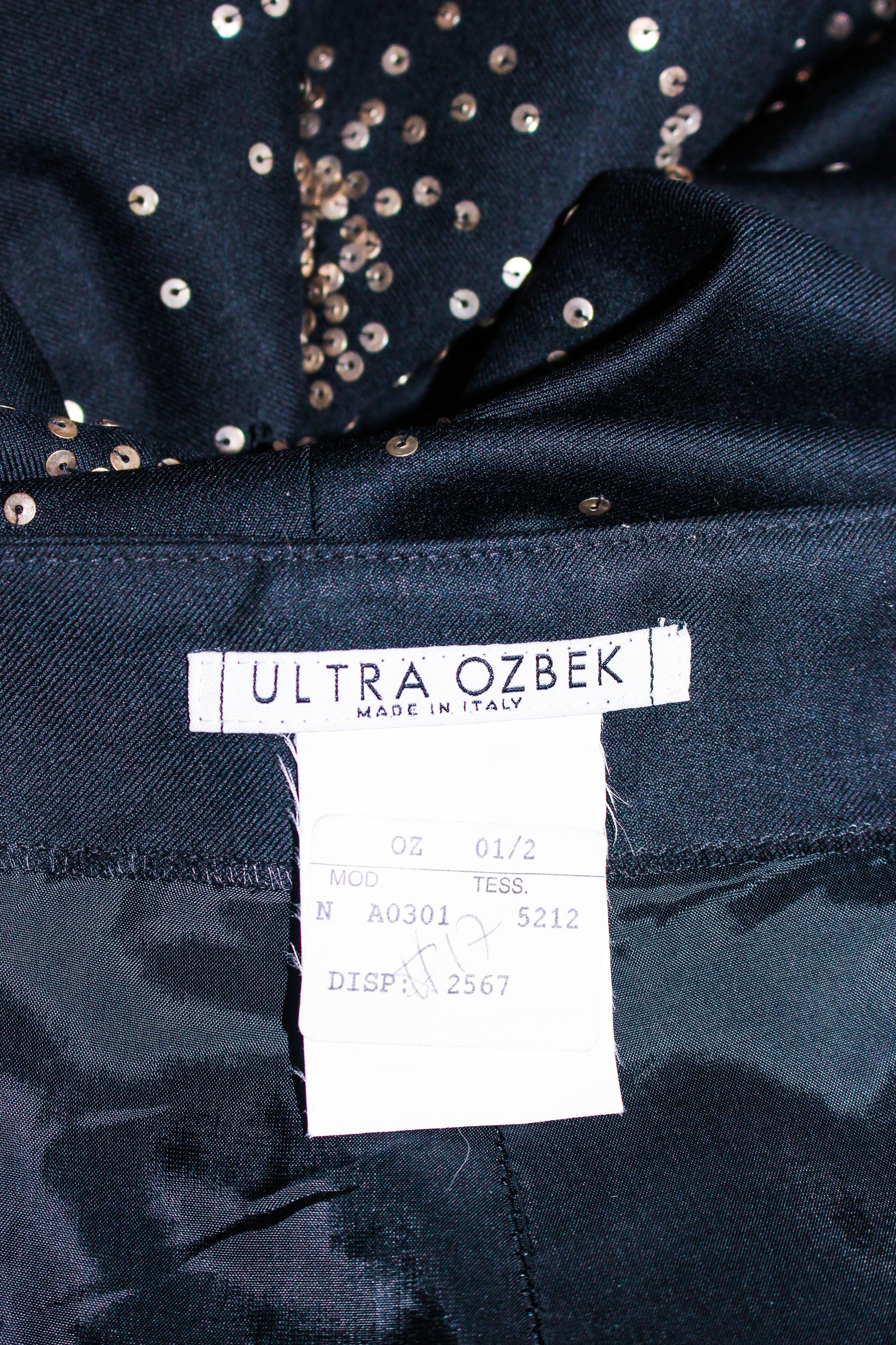 OZBEK Ultra Black Pants with Metal Sequin Applique Size 4 6 6