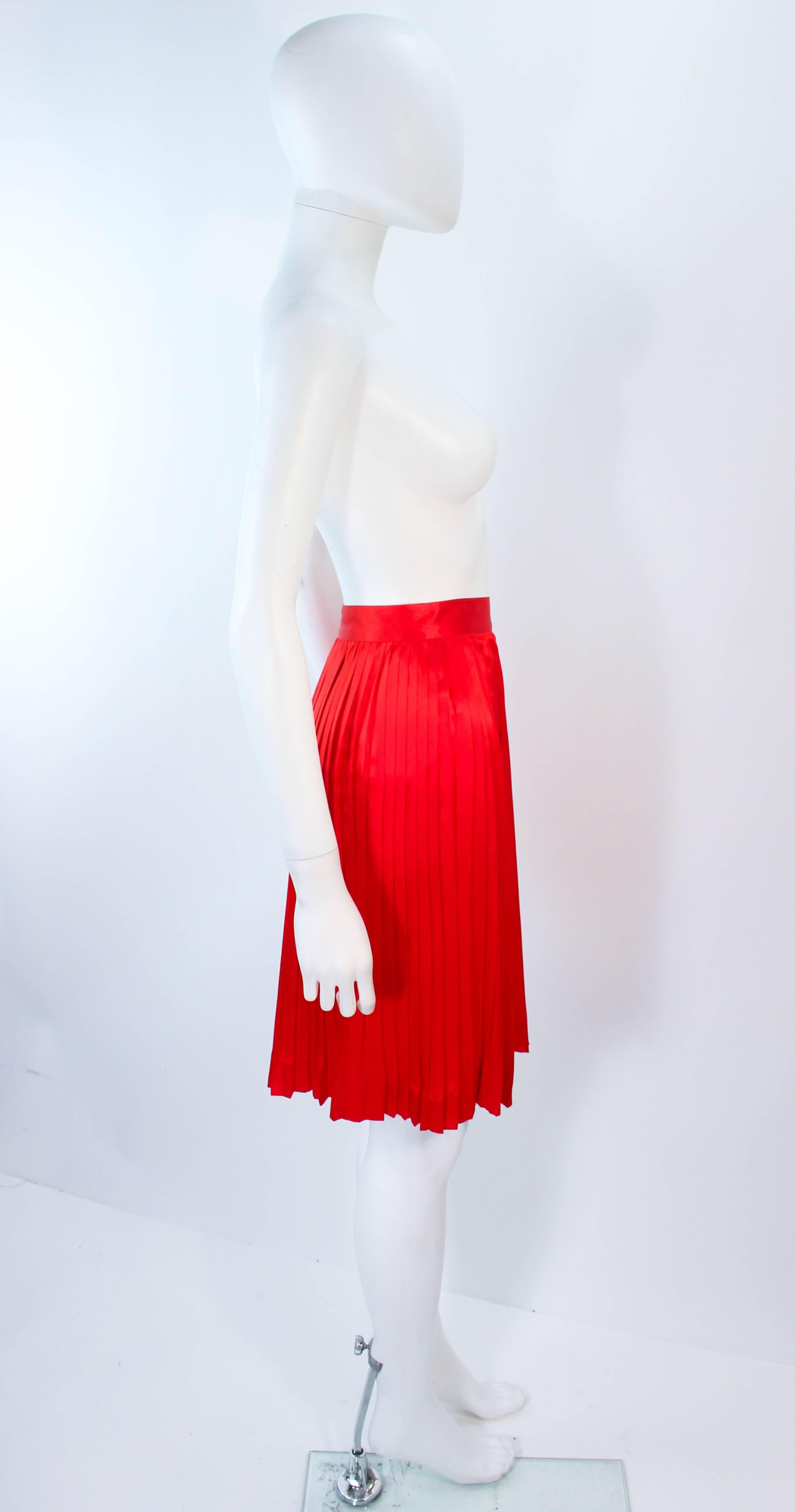 Red CHRISTIAN DIOR Vintage Silk Pleated Skirt Size 4