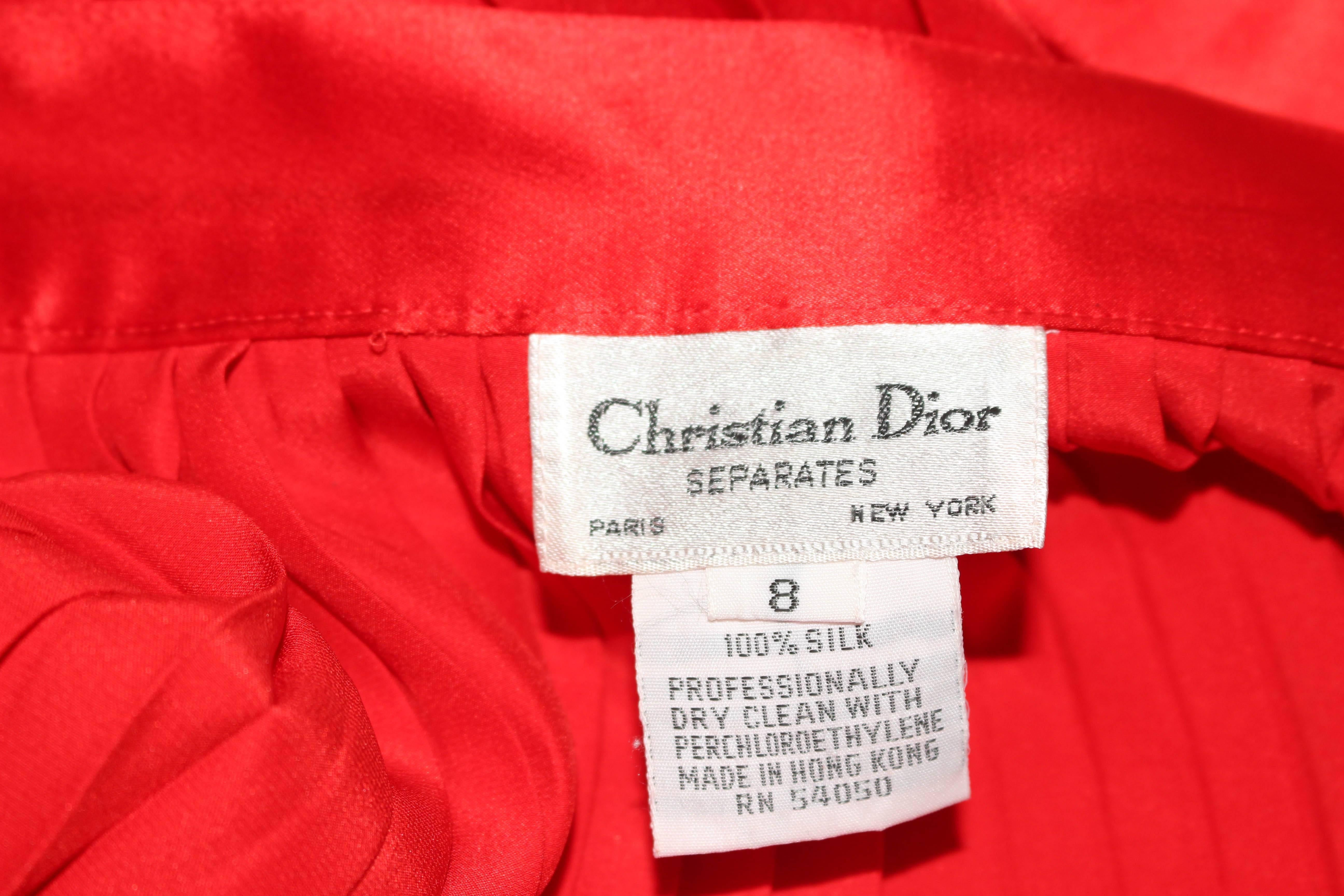 CHRISTIAN DIOR Vintage Silk Pleated Skirt Size 4 1