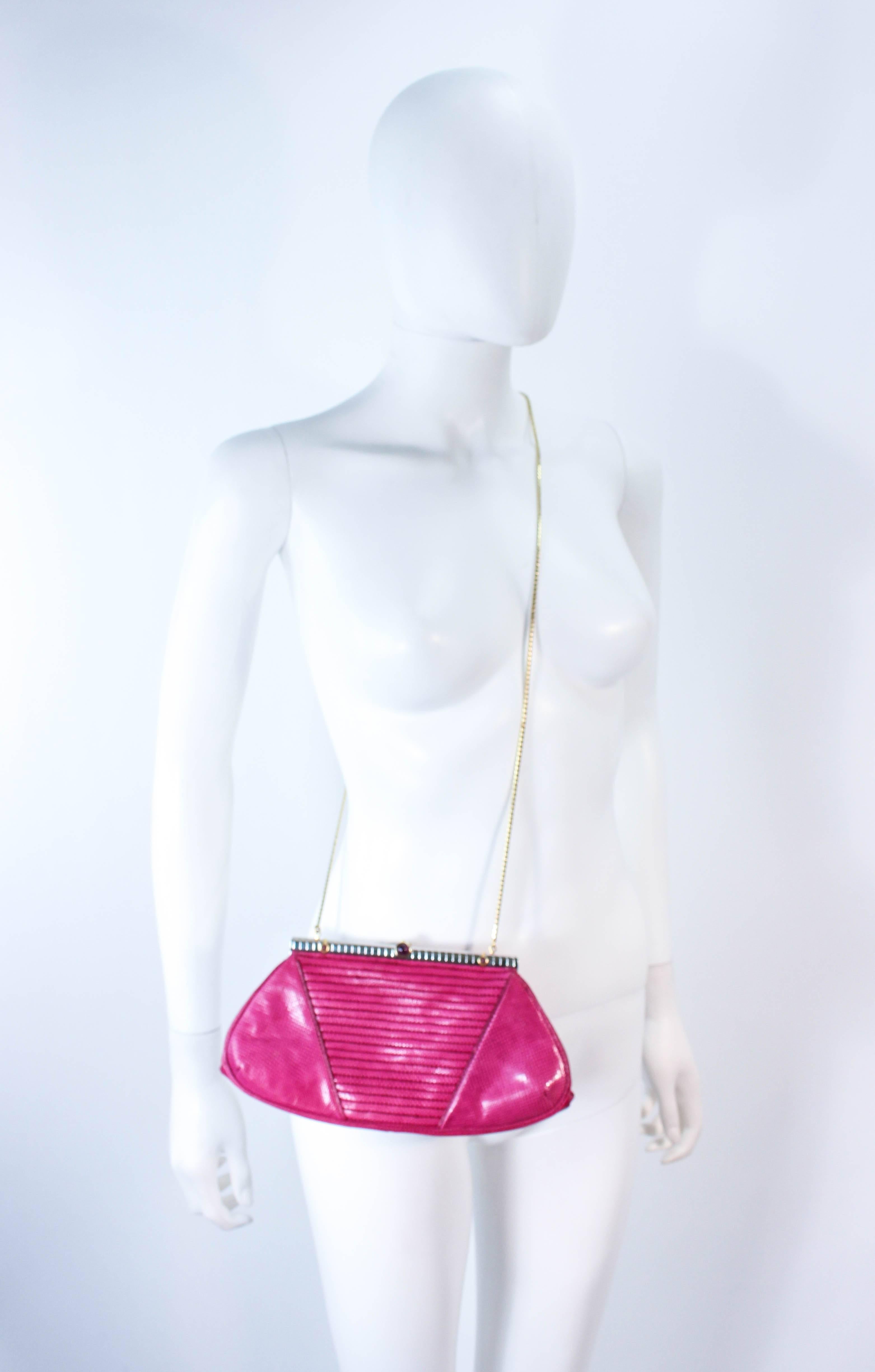 JUDITH LEIBER Vintage Purple Magenta Lizard Skin Purse with Mirror and Comb In Excellent Condition In Los Angeles, CA