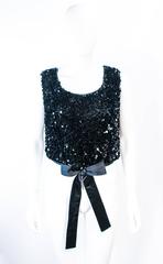 BONNIE WONG 1950's 4lack Sequin Applique Blouse Size 4 6