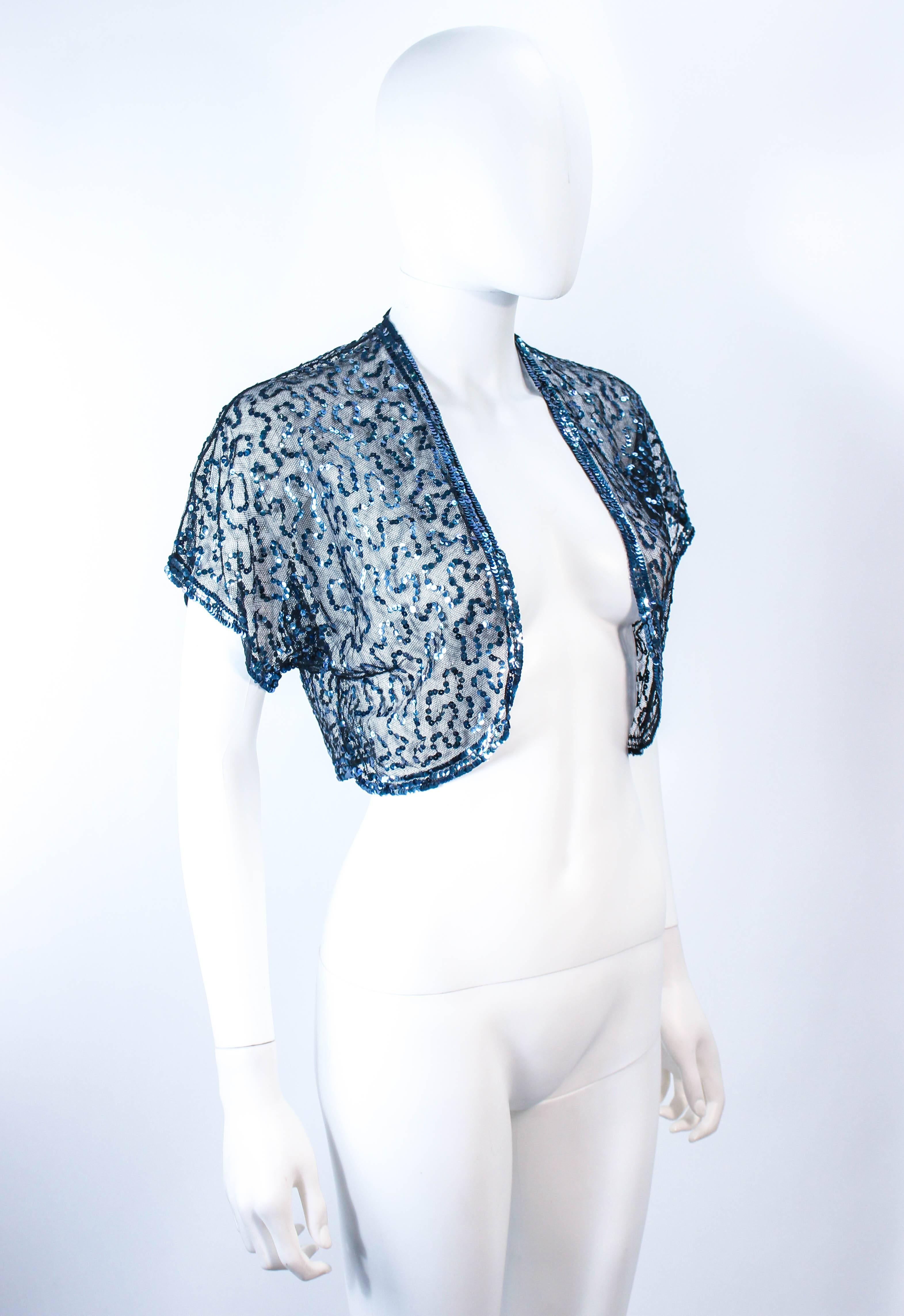 De las mujeres ANTIGUO Bolero de Lentejuelas y Tul Azul Años 30 Talla 2 4 en venta