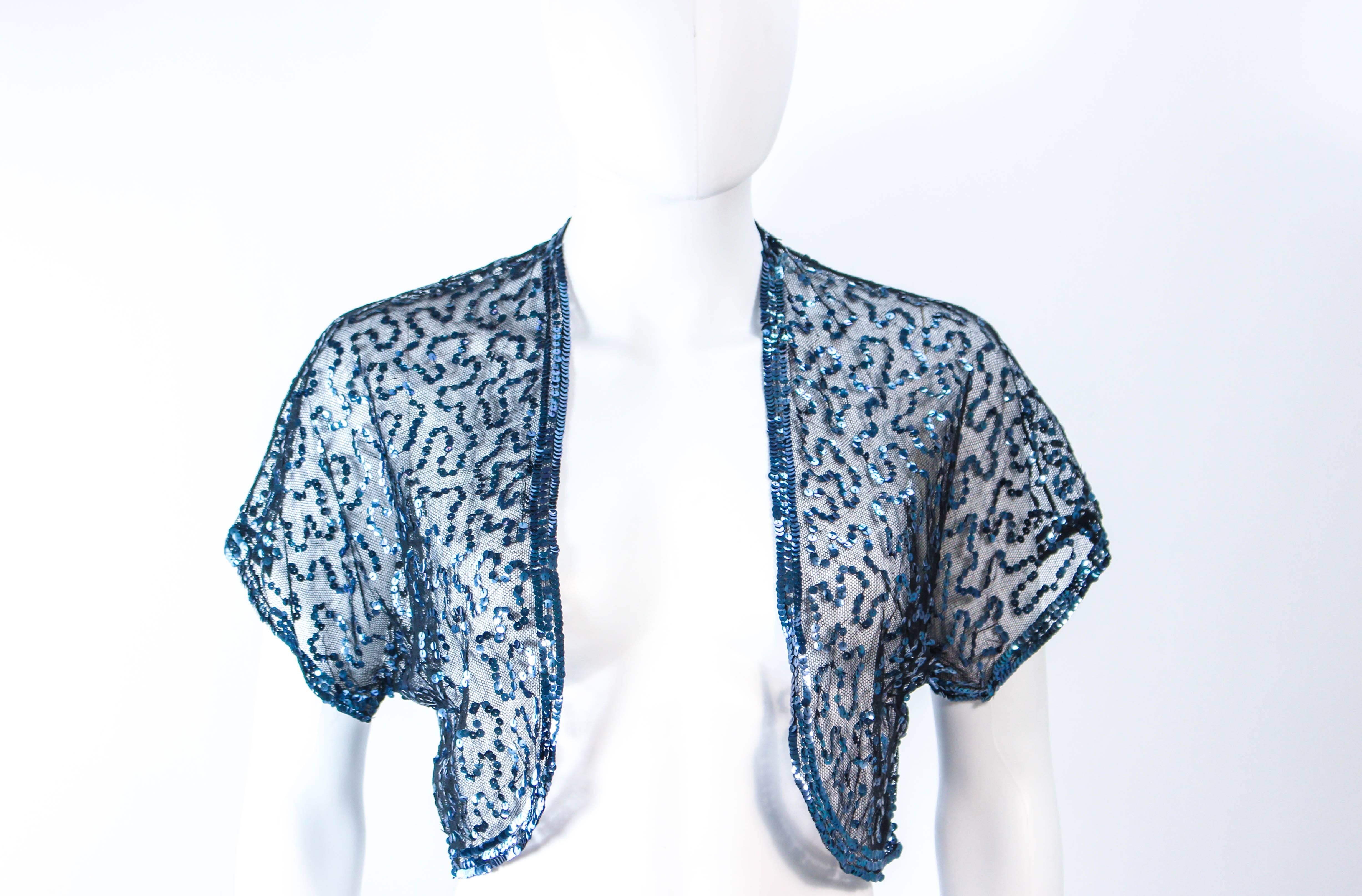 ANTIGUO Bolero de Lentejuelas y Tul Azul Años 30 Talla 2 4 en Excelente estado para la venta en Los Angeles, CA