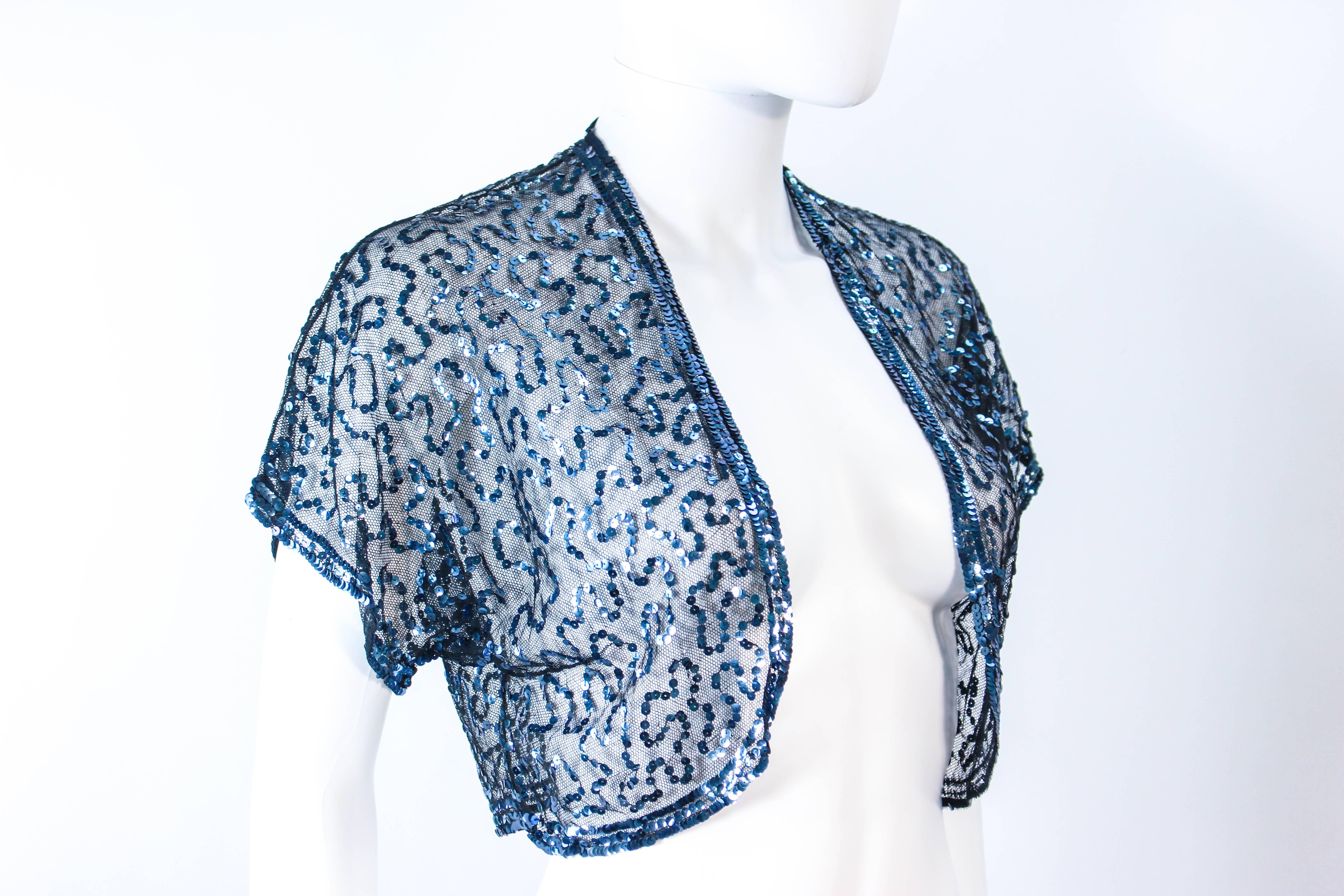 ANTIGUO Bolero de Lentejuelas y Tul Azul Años 30 Talla 2 4 en venta 1