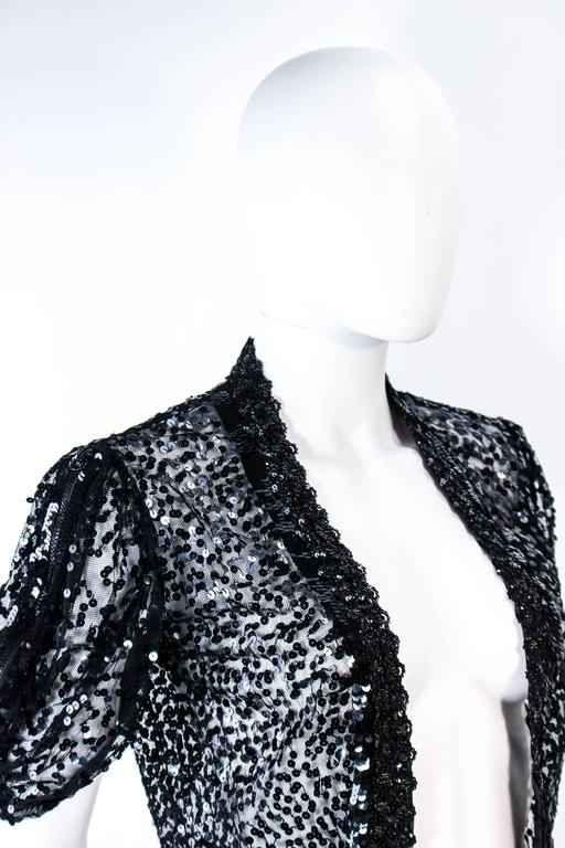 ANTIQUE 1930'S Black Sequin Mesh Jacket with Zipper Sleeves Size 4 For ...