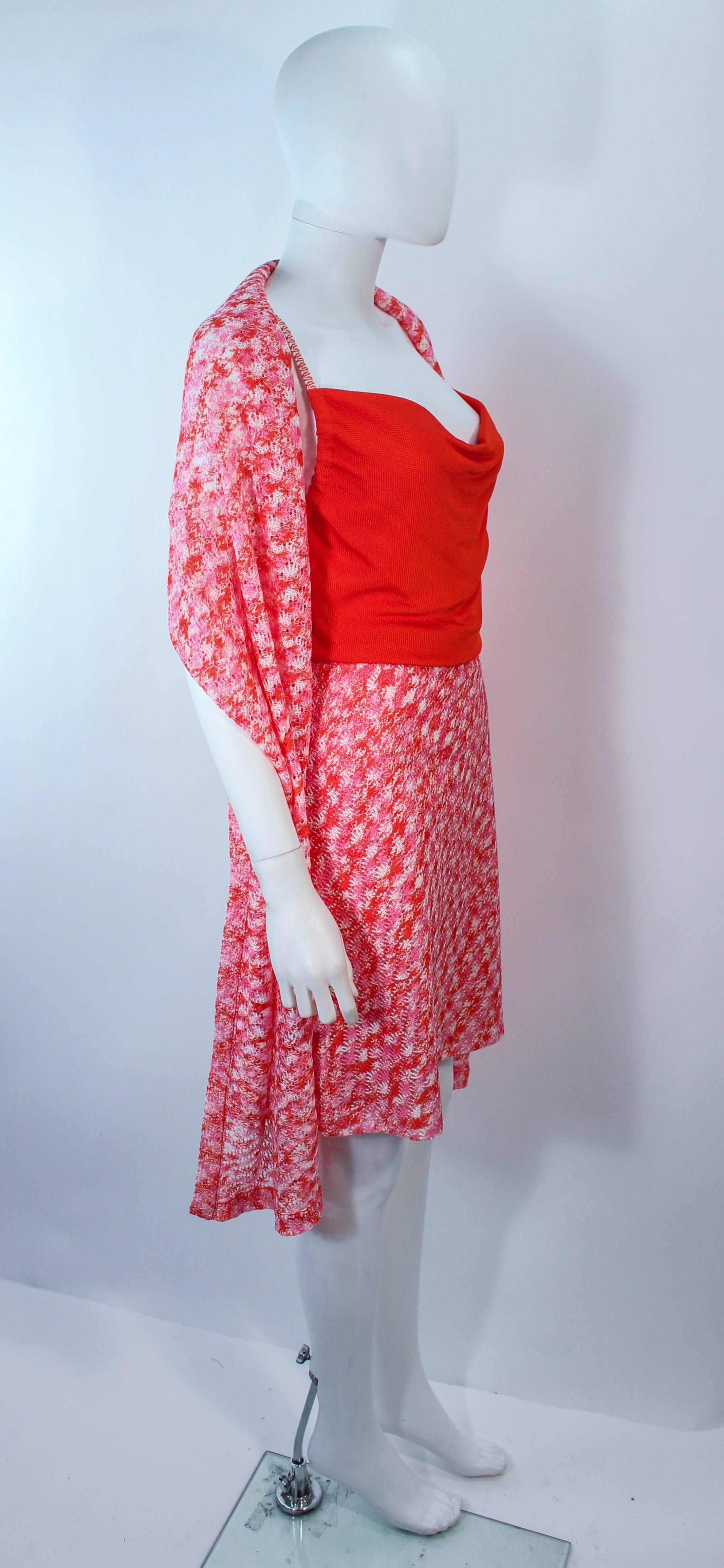 MISSONI Orange and Pink Knit Dress with Wrap Set Size 40 In Excellent Condition For Sale In Los Angeles, CA