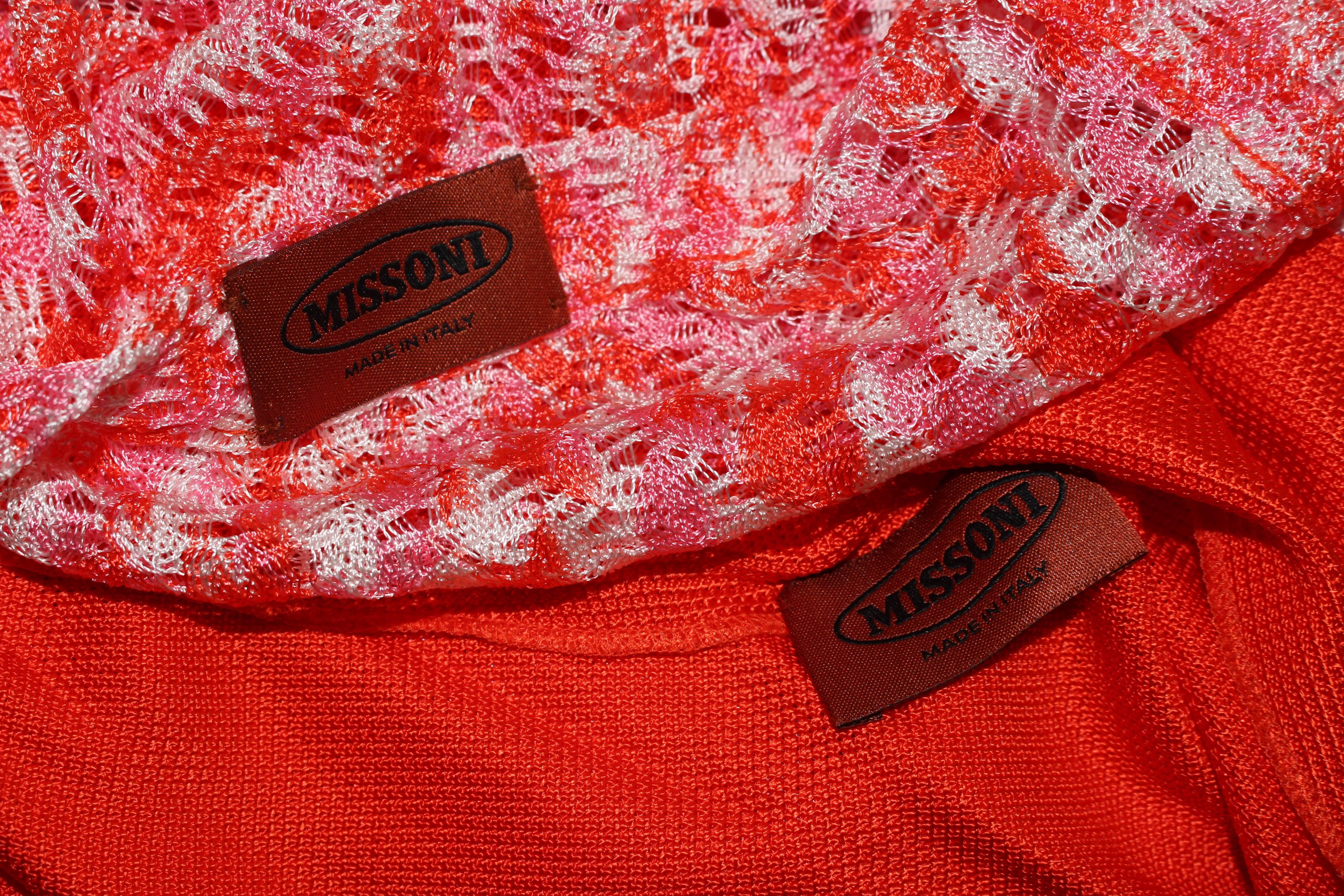 MISSONI Orange and Pink Knit Dress with Wrap Set Size 40 For Sale 2