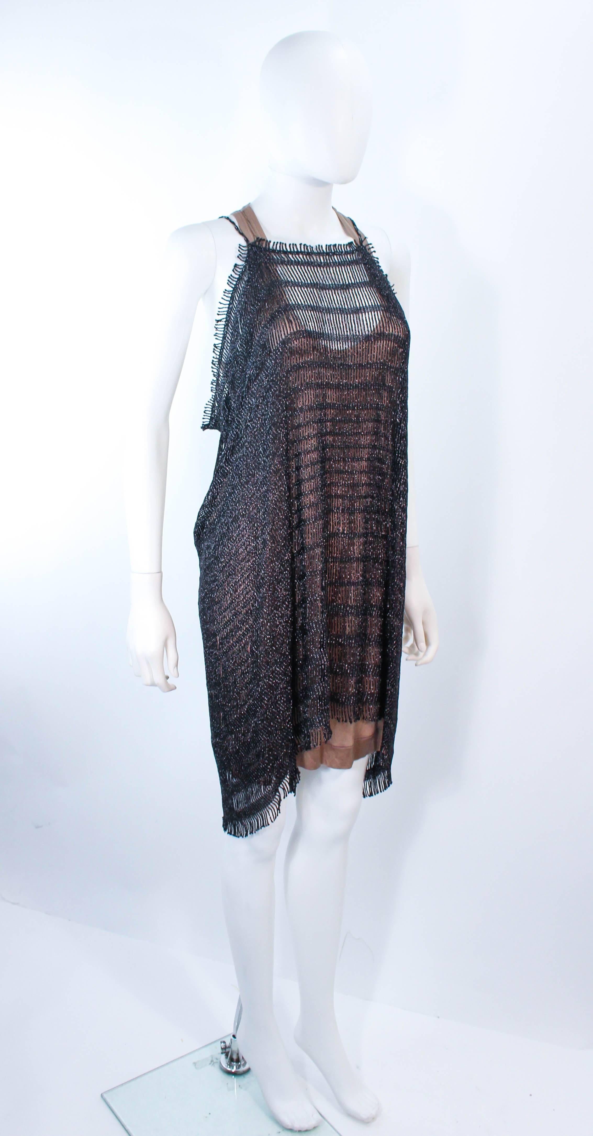 MISSONI Black Metallic Knit Stretch Set with Nude Jersey Dress Size 44 For Sale 1