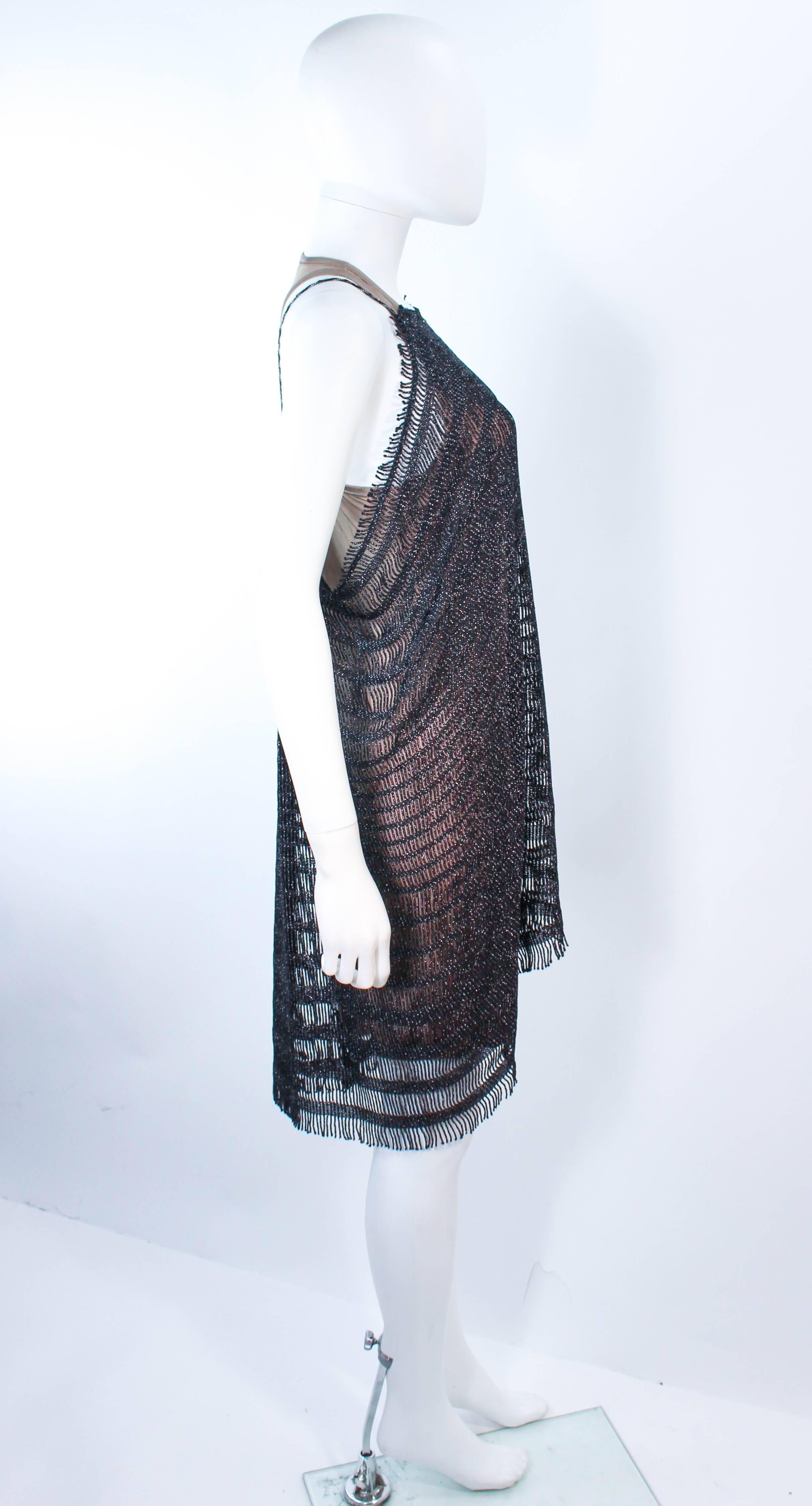 MISSONI Black Metallic Knit Stretch Set with Nude Jersey Dress Size 44 For Sale 2