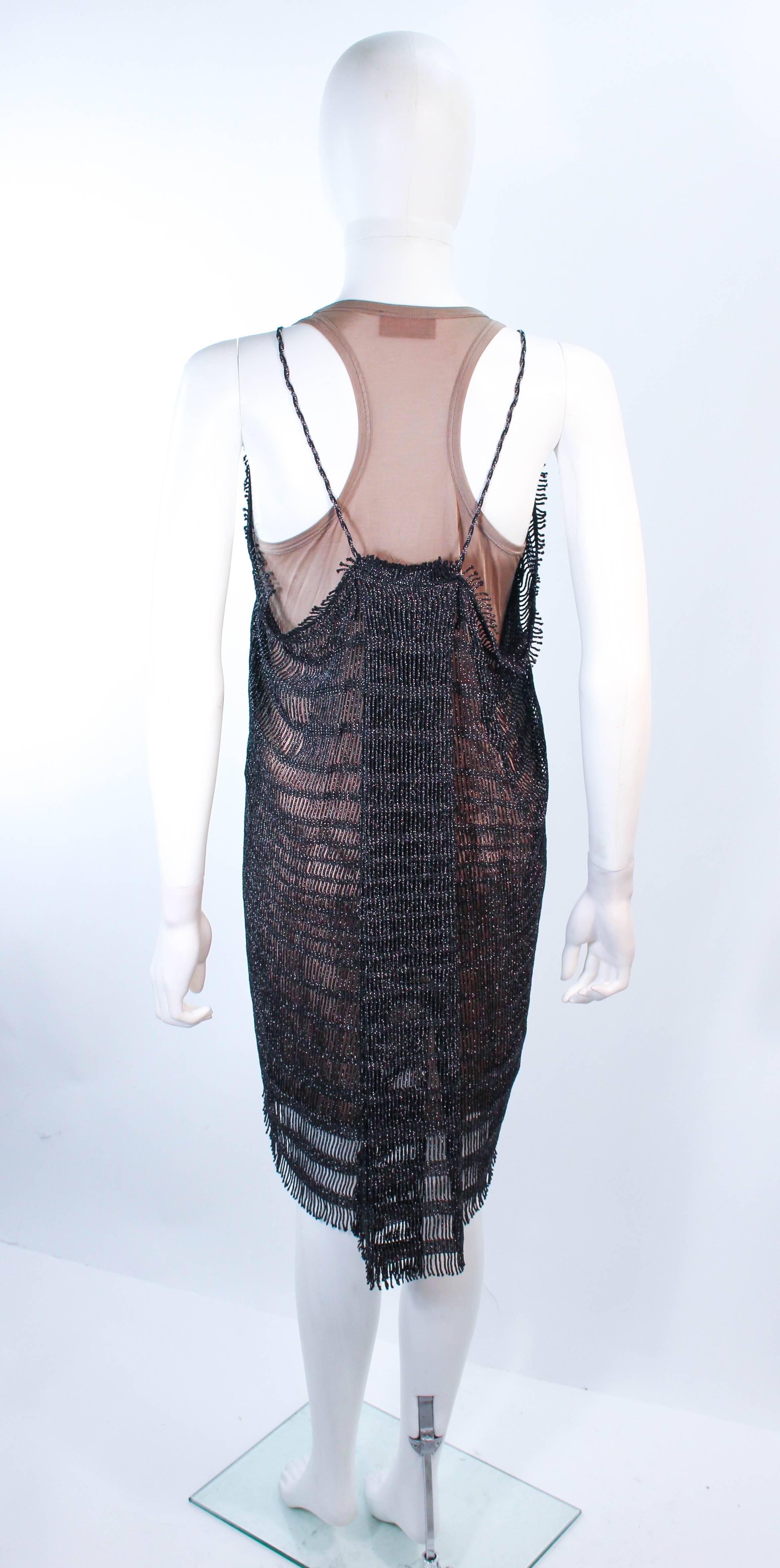 MISSONI Black Metallic Knit Stretch Set with Nude Jersey Dress Size 44 For Sale 3