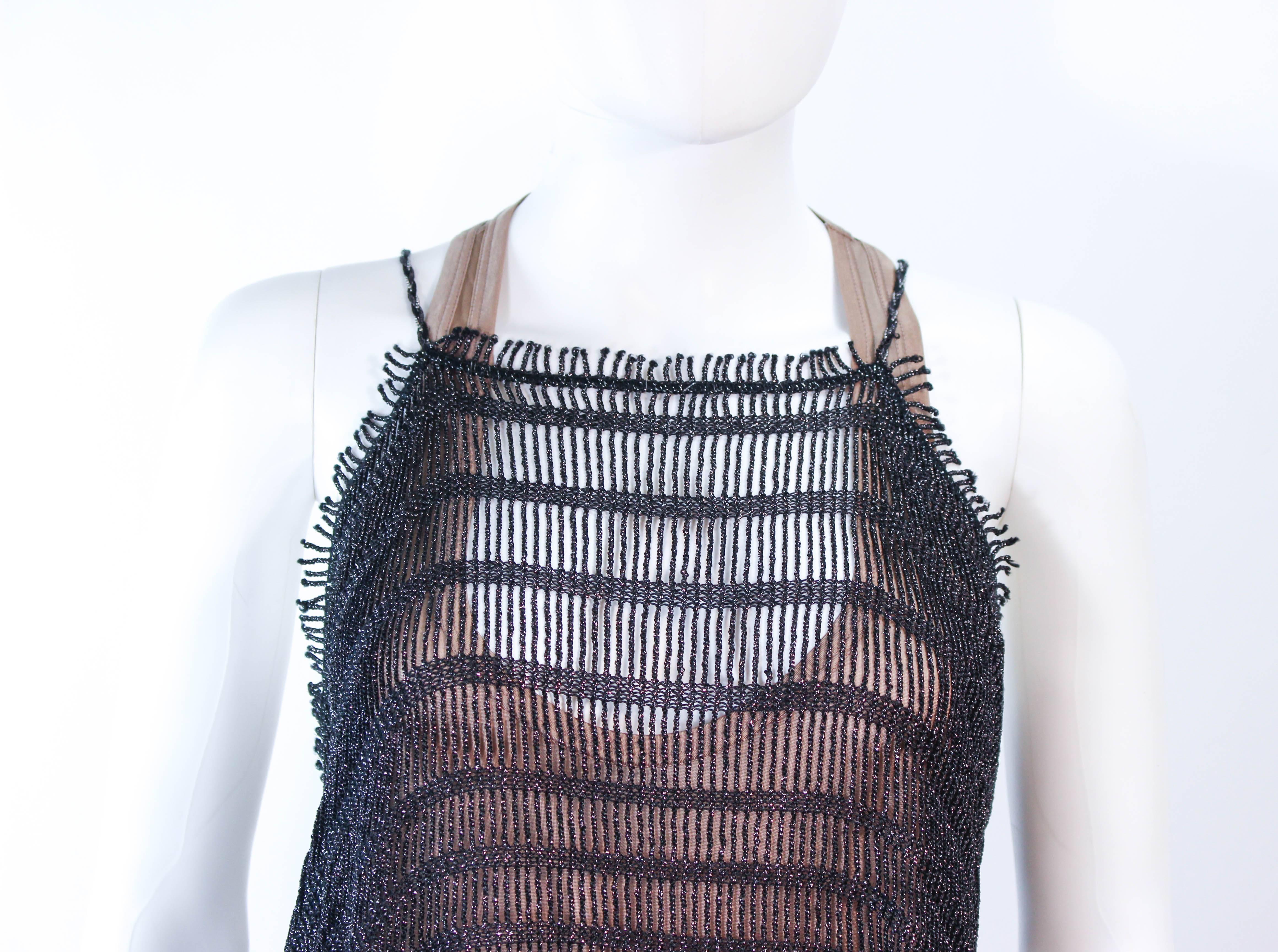 Women's MISSONI Black Metallic Knit Stretch Set with Nude Jersey Dress Size 44 For Sale