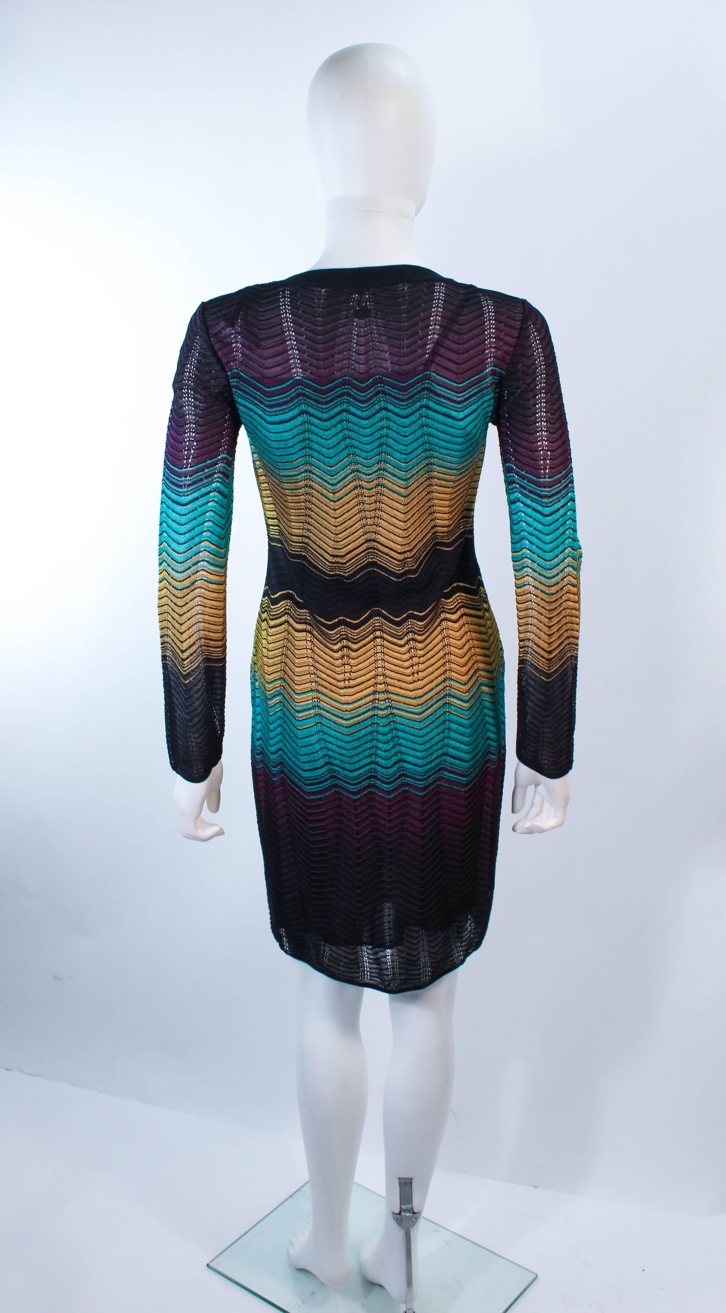 MISSONI NWT Navy and Mustard Zig Zag Knit Dress Size 40 For Sale 1