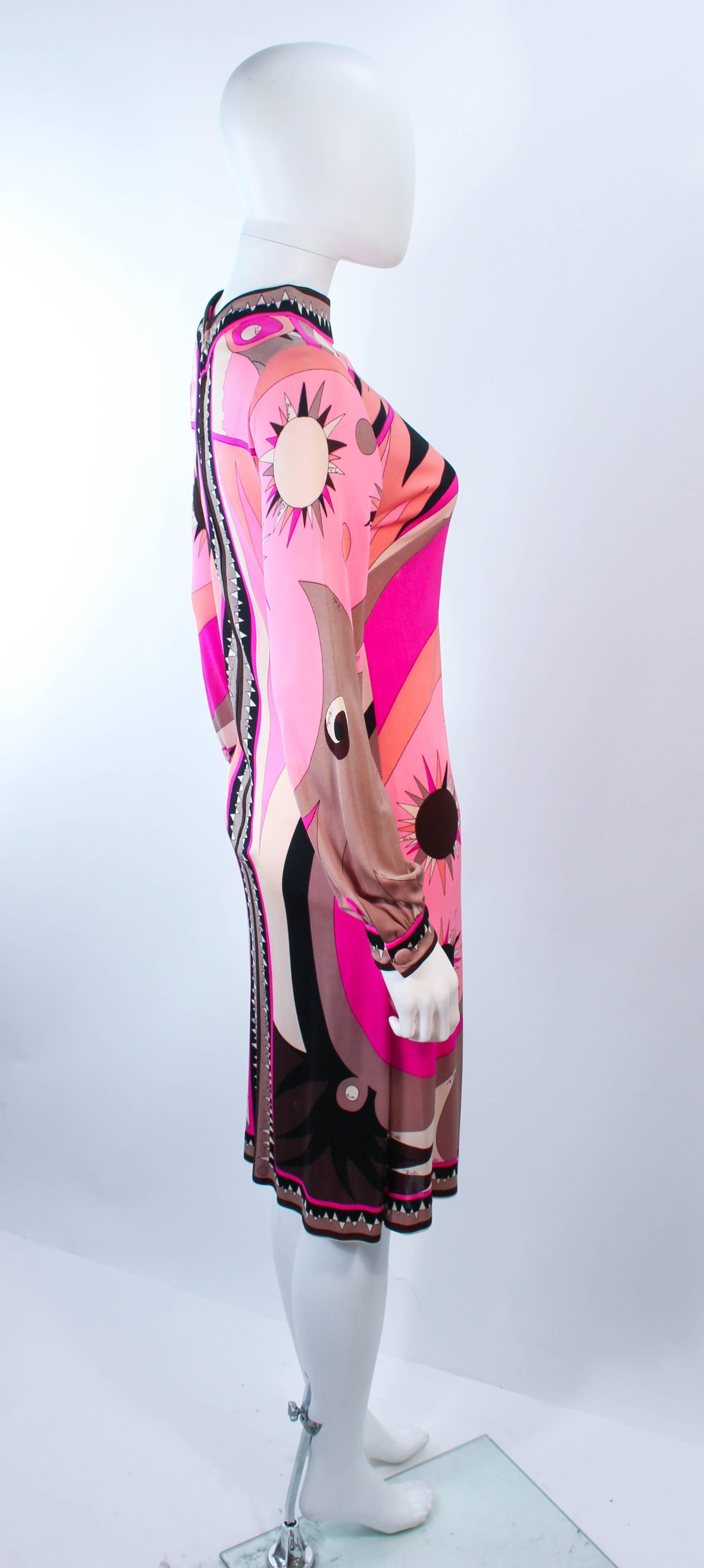 EMILIO PUCCI 1960's Pink Abstract Print Stretch Dress Size 4 6  3
