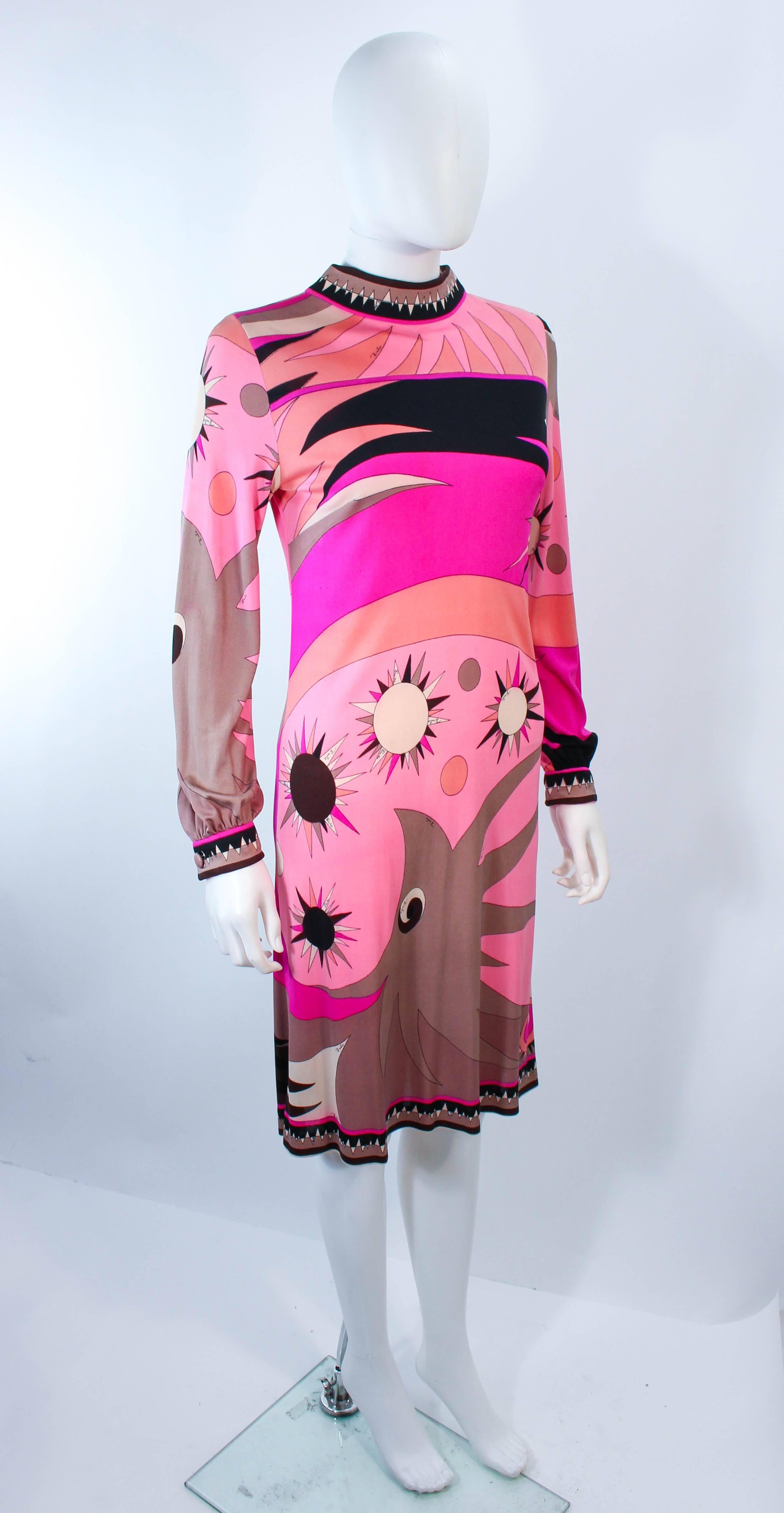 EMILIO PUCCI 1960's Pink Abstract Print Stretch Dress Size 4 6  1