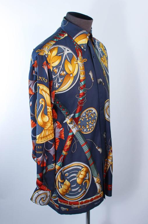 Men's Blue Silk Vintage Shirt S