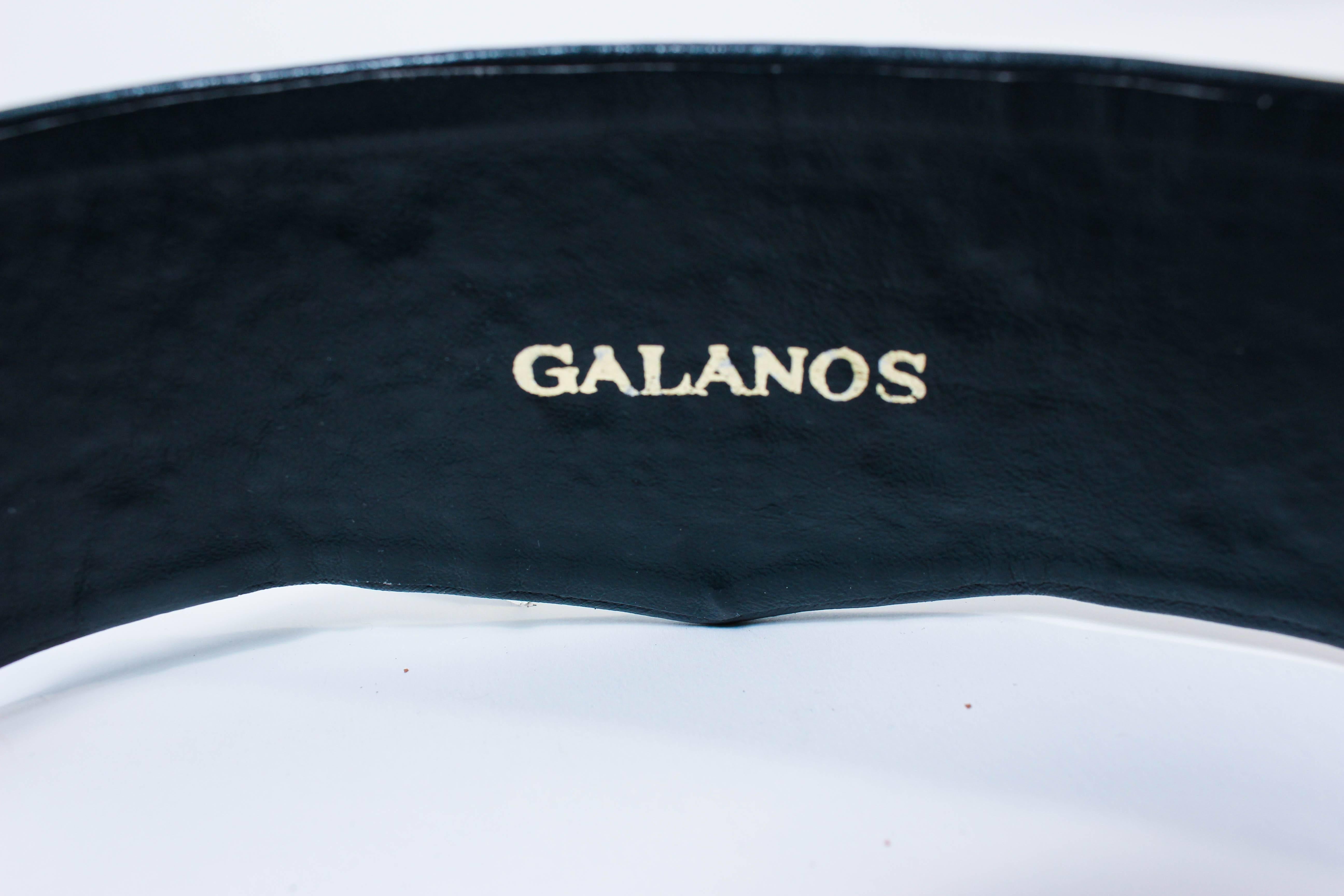 GALANOS Vinatge Navy Leather Gold Stud Applique Belt Size 4 6 5