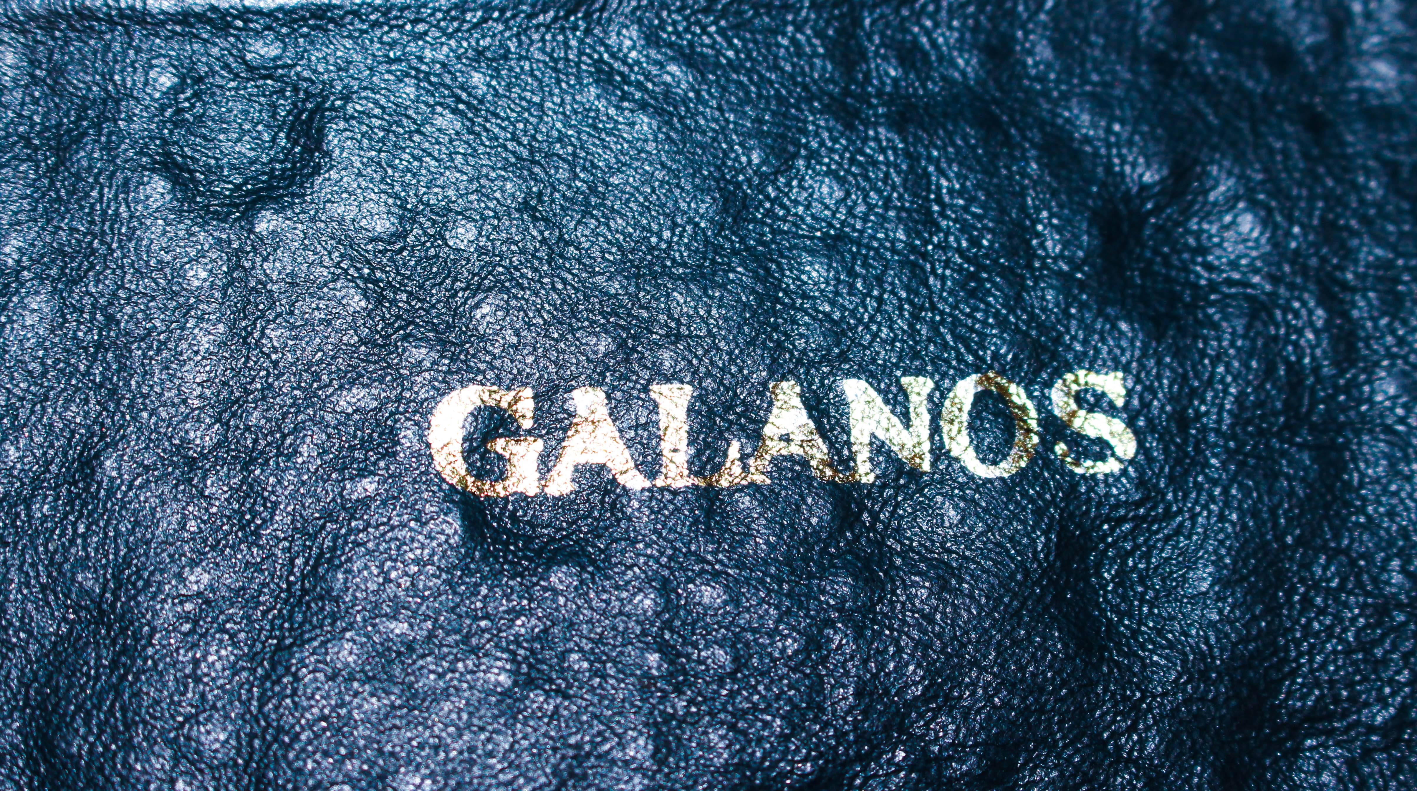 GALANOS Vinatge Navy Leather Gold Stud Applique Belt Size 4 6 4