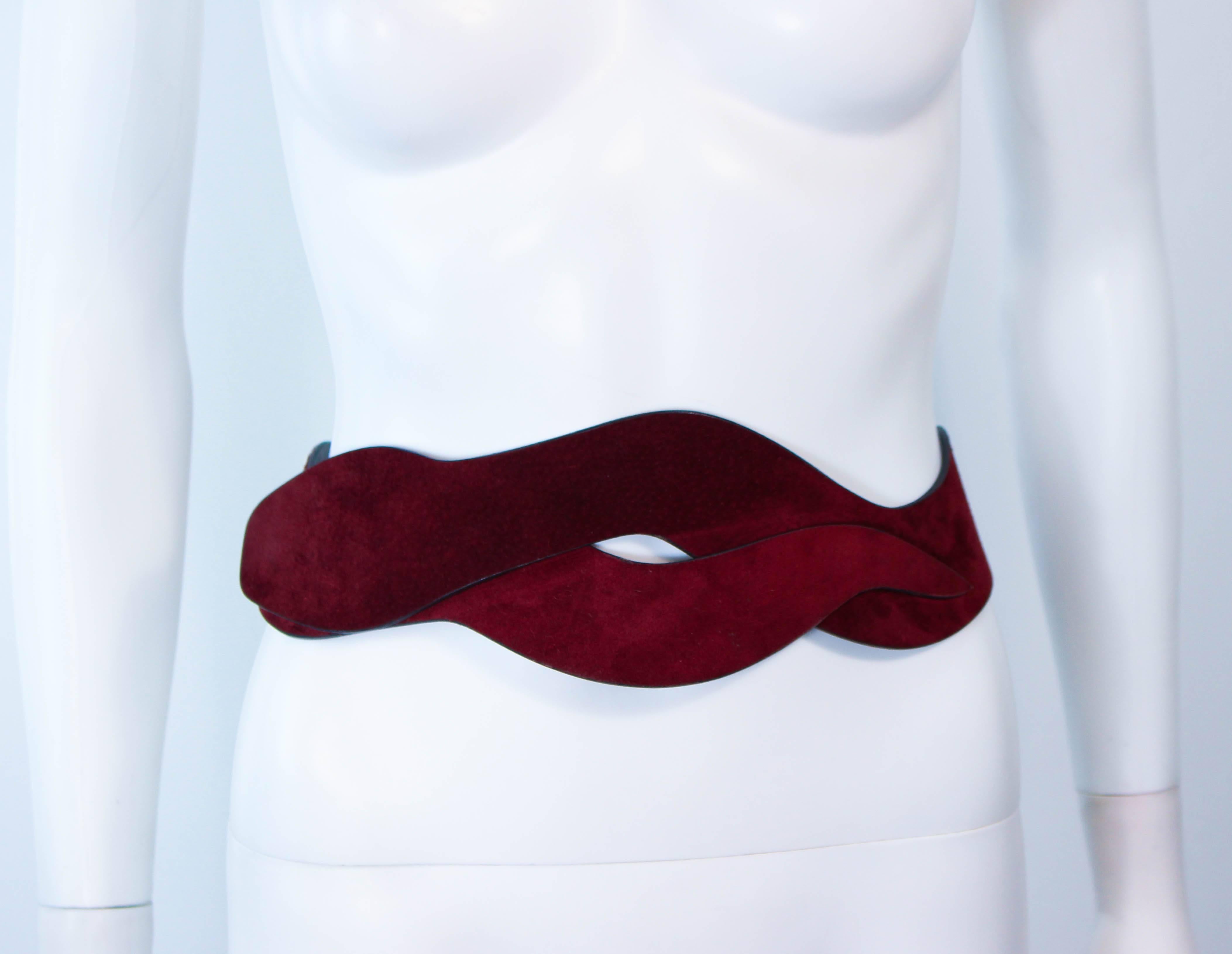 Red MISSONI Vintage Burgundy Suede Wave Belt Size Large