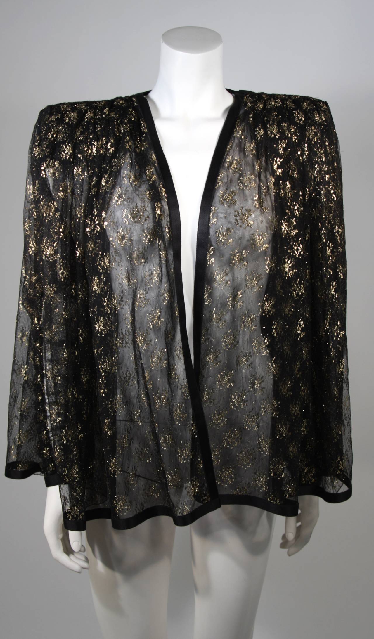 Galanos Attributed Dramatic Sheer Ruched Sleeve Caplet In Excellent Condition In Los Angeles, CA