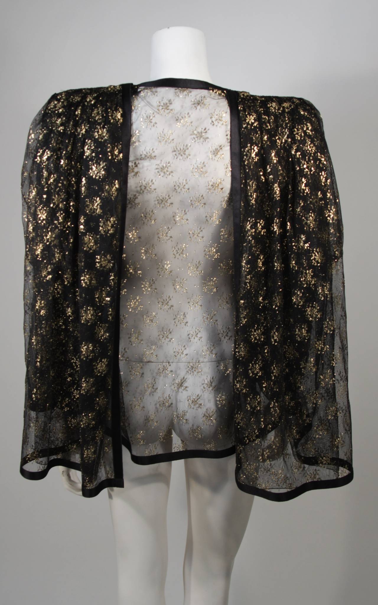 Galanos Attributed Dramatic Sheer Ruched Sleeve Caplet 3