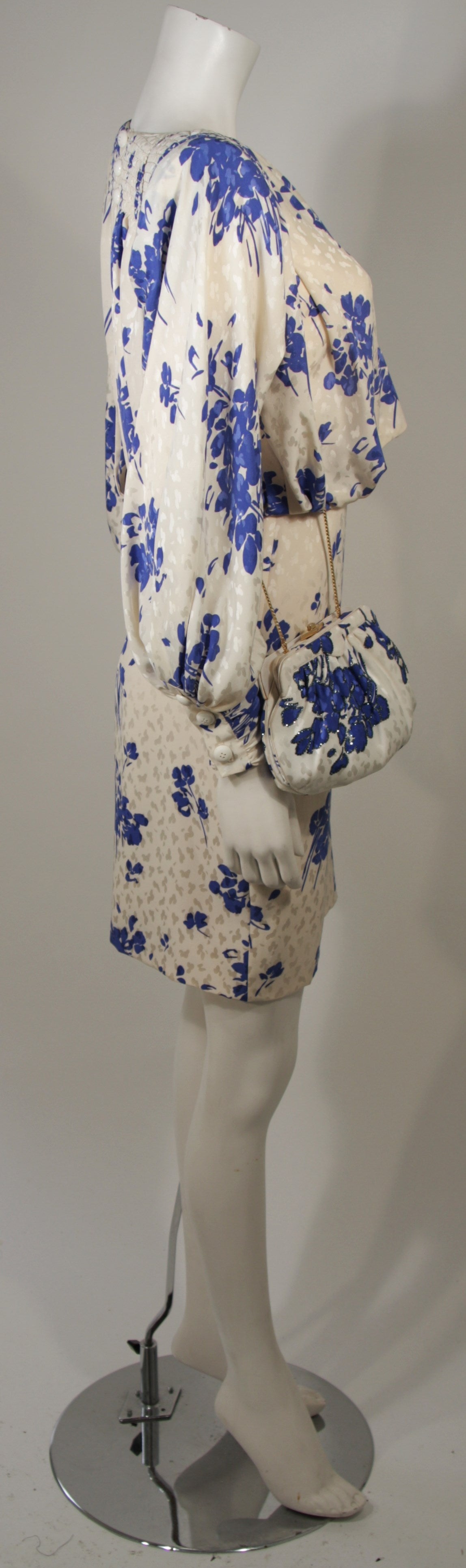 Galanos Silk Dress with Matching Embellished Judith Leiber Purse Size 2-4 2